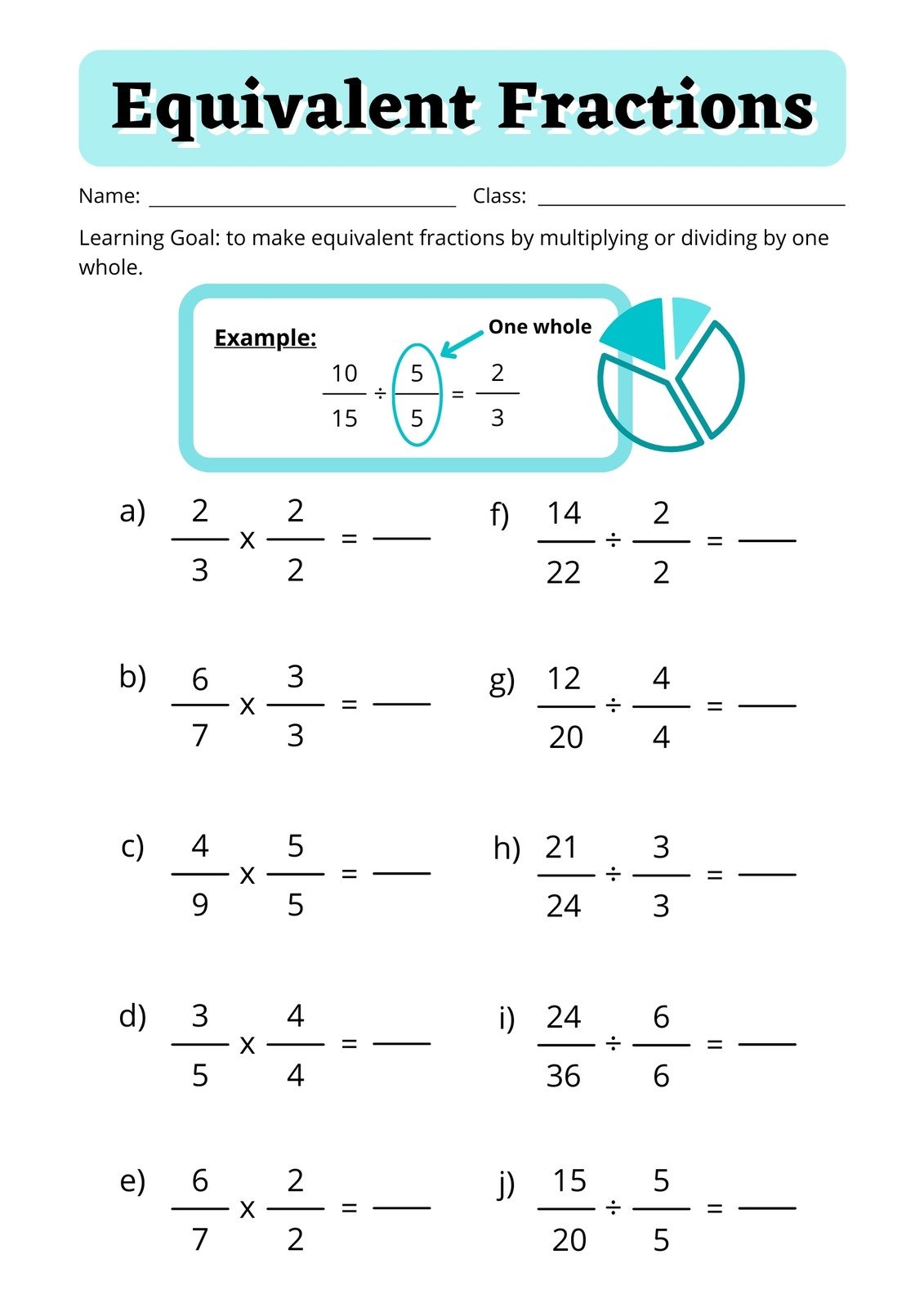 equivalent fractions worksheet