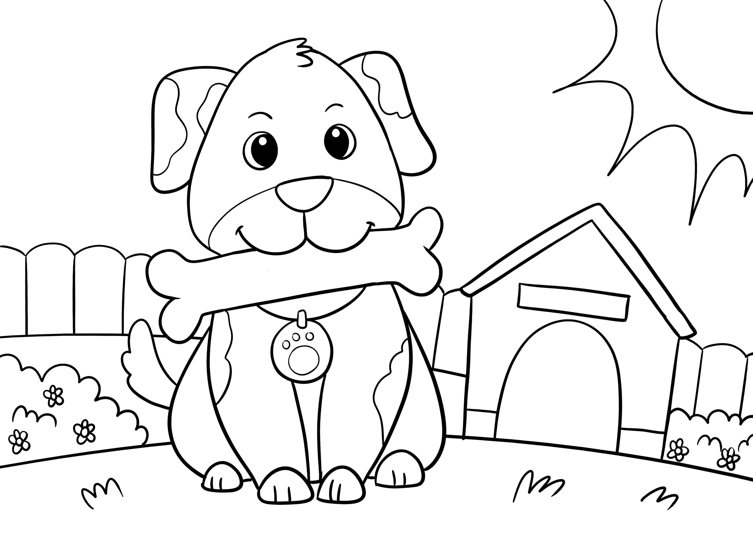 dog color pages printable