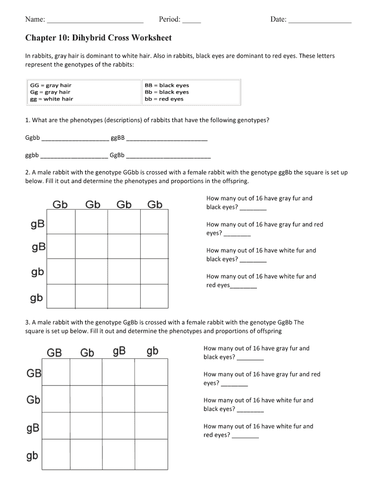 Dihybrid Cross Worksheet Fill Out Sign Online DocHub