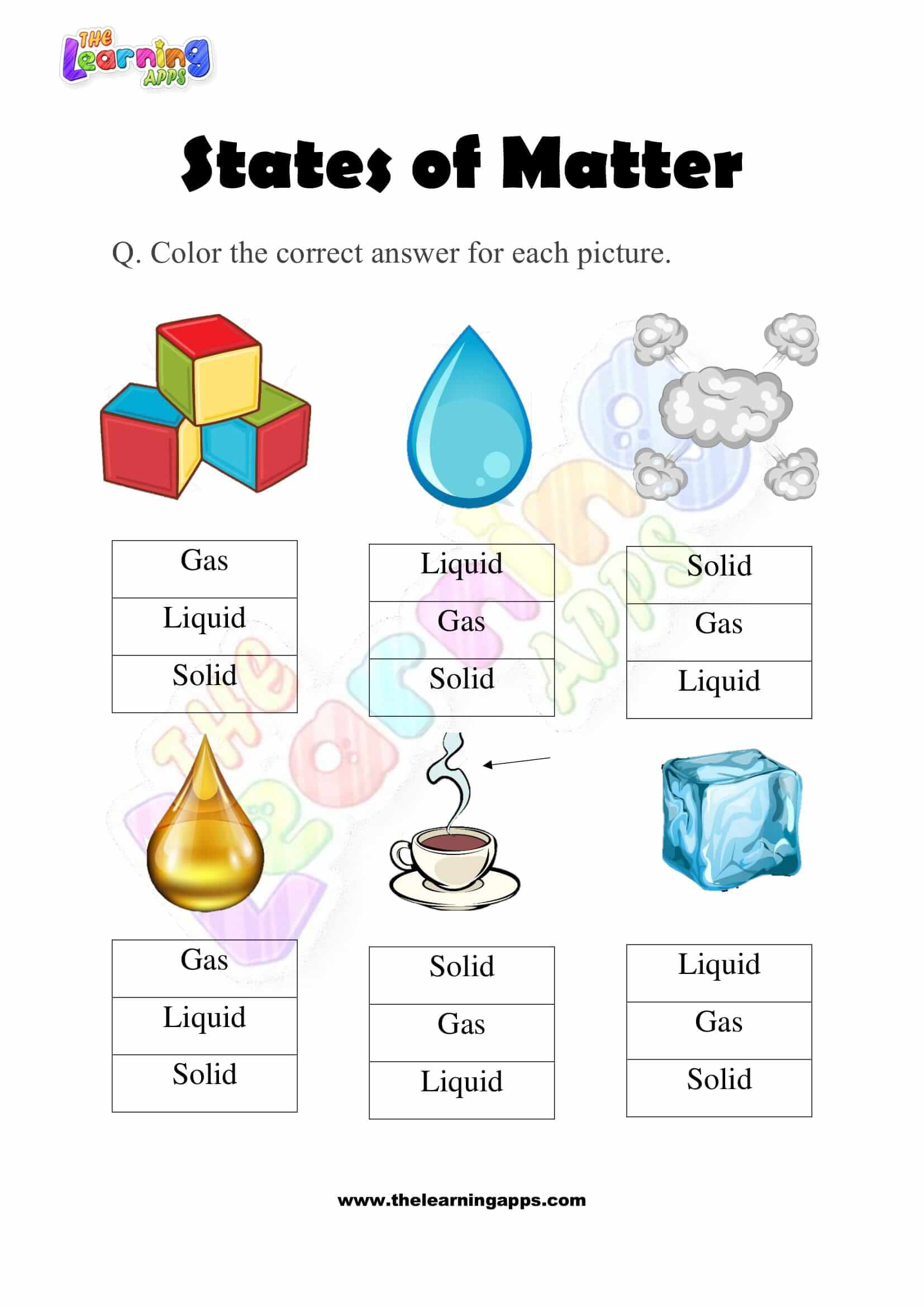 states of matter worksheet