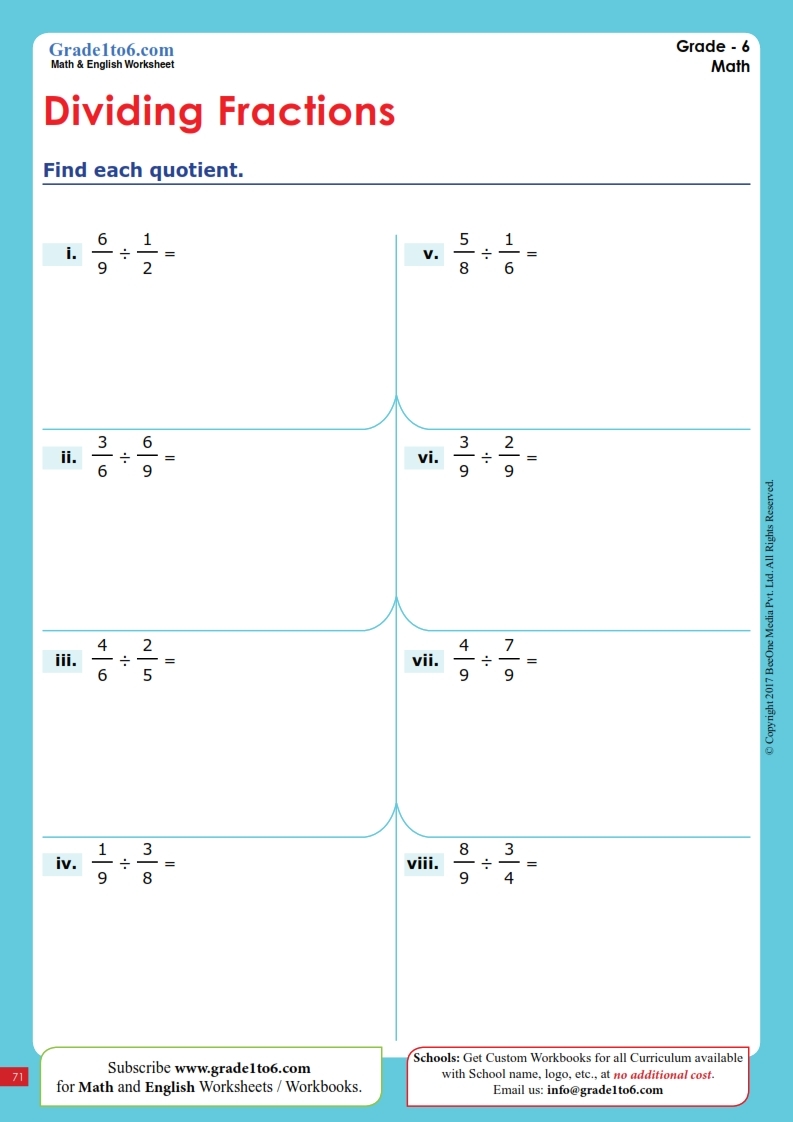 dividing fractions by fractions worksheet