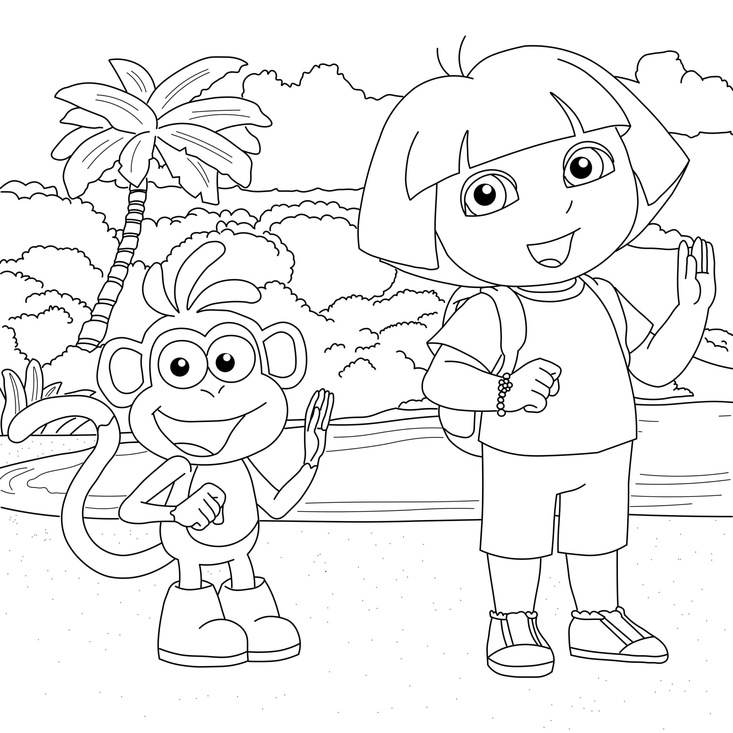 Dora The Explorer Coloring Page Etsy