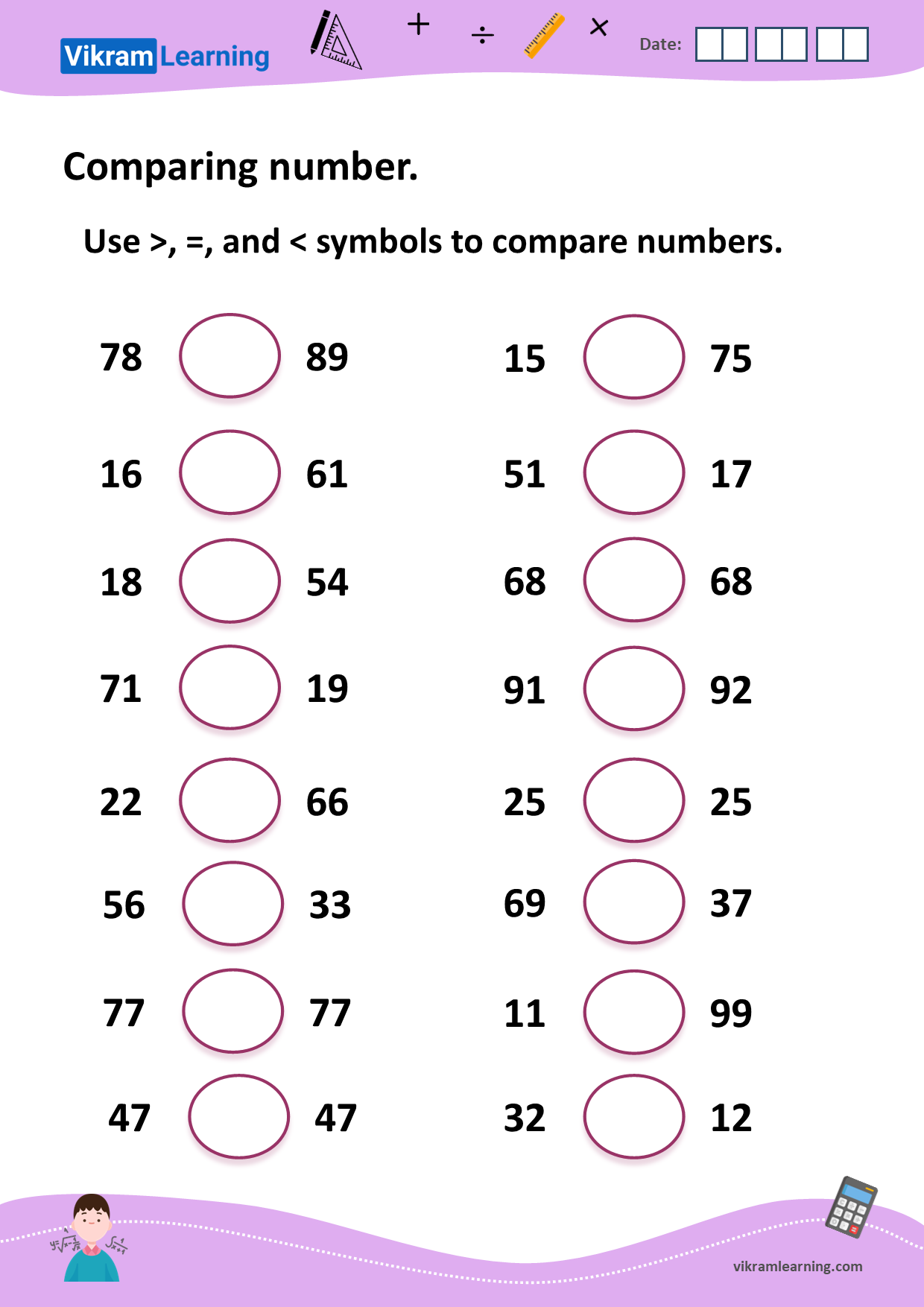 Download Comparing Numbers Up To 100 Worksheets Vikramlearning Download Comparing Numbers Up To 100 Worksheets Vikramlearning