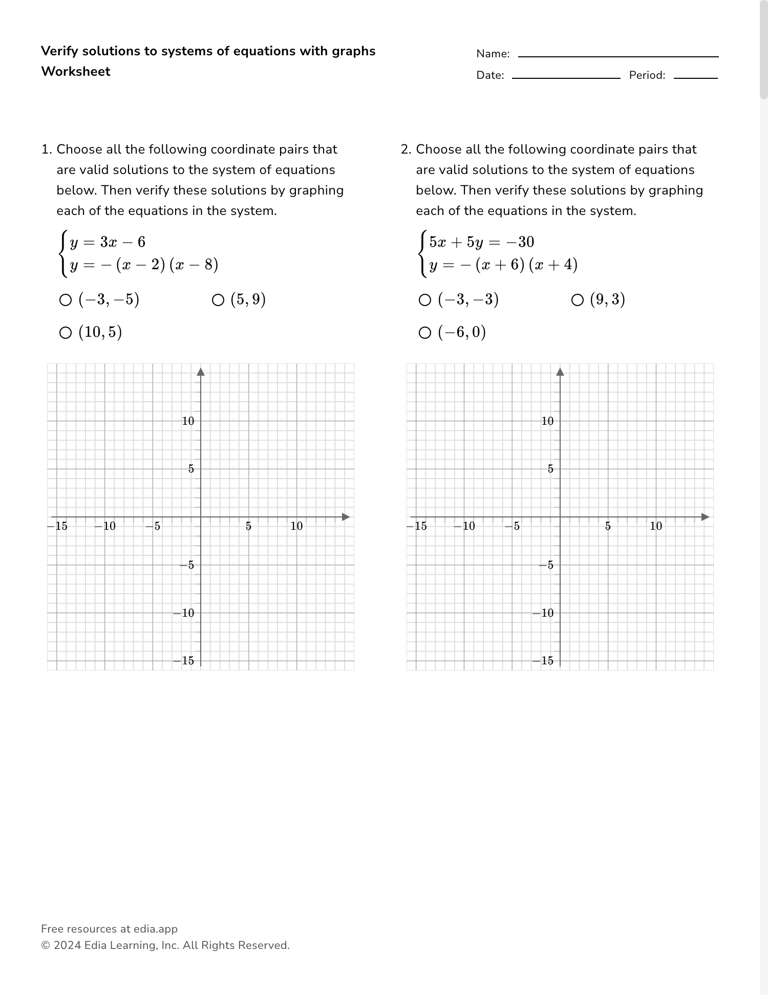 system of equations worksheet