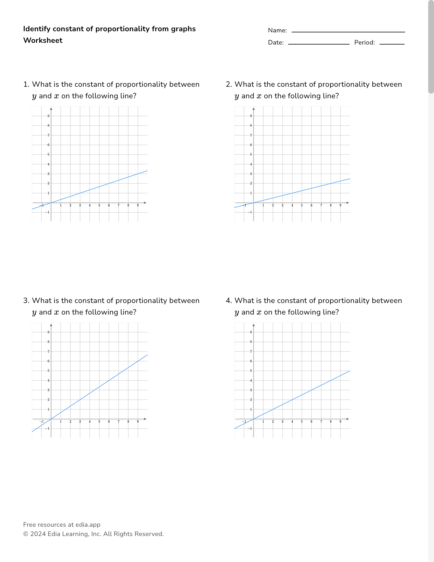 proportional relationship worksheet