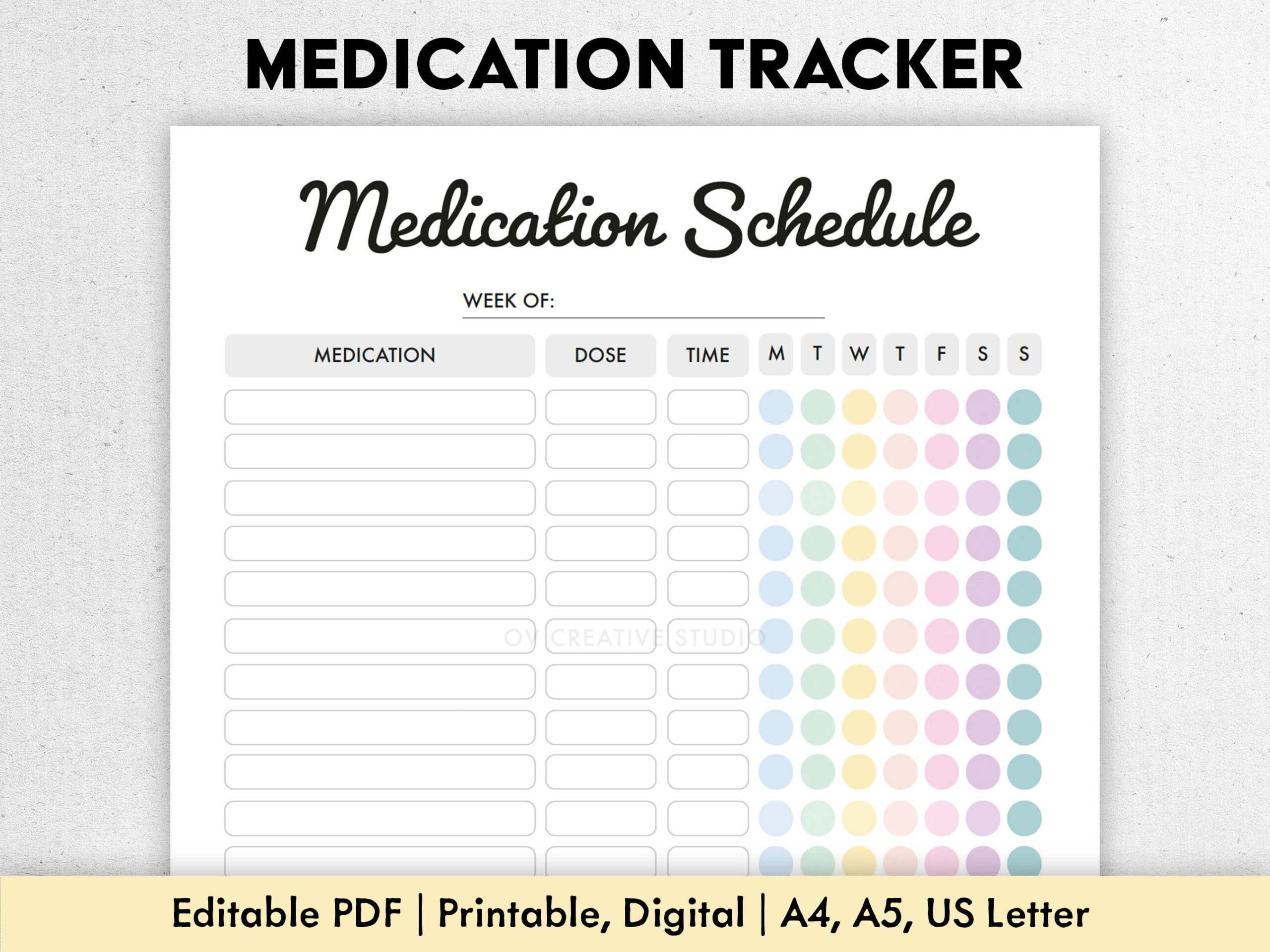 Editable Medication Schedule Printable Medicine Intake Tracker Weekly Medication Log Supplement Tracker Medicine Taker Tracker Etsy