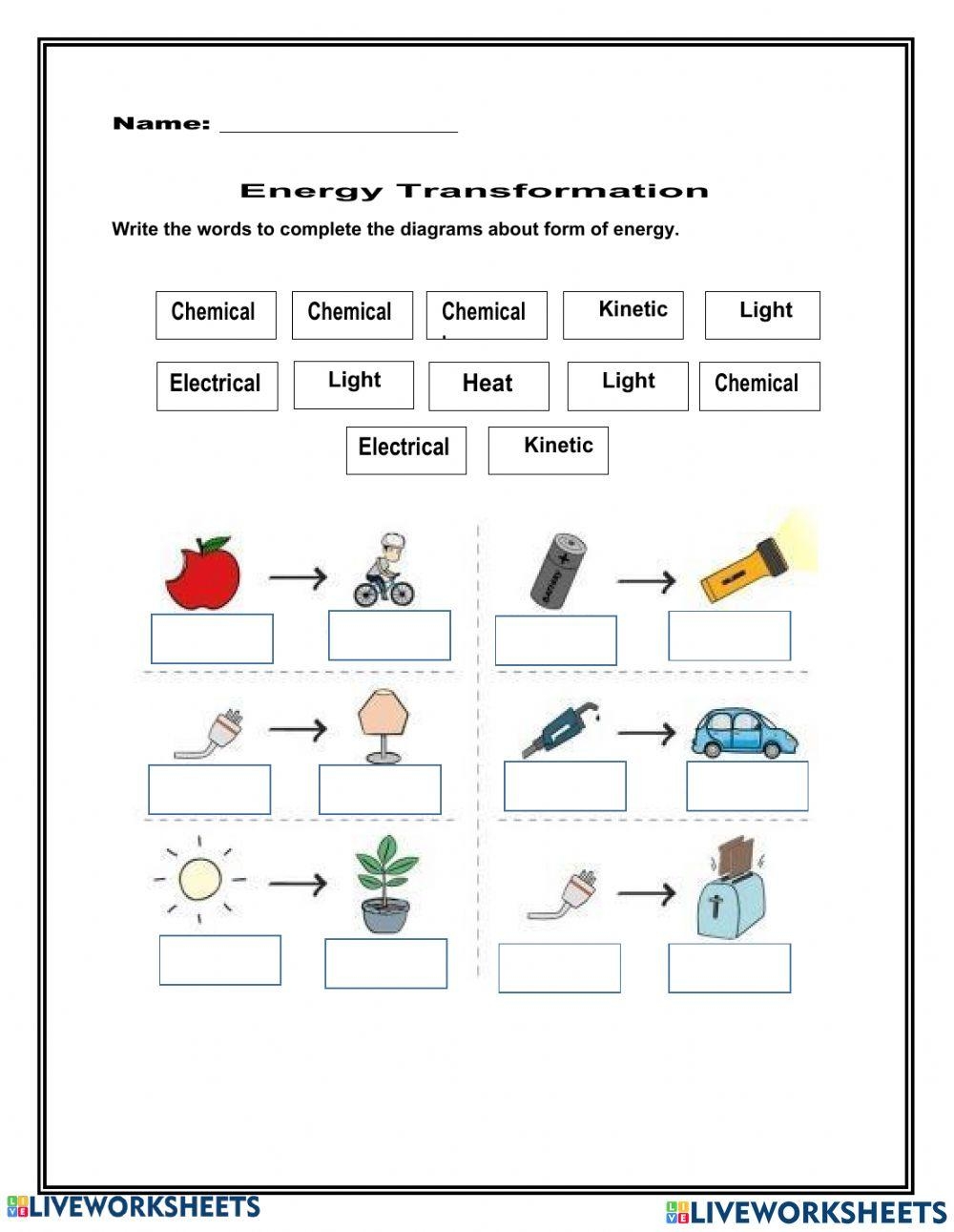 Energy And Energy Transformations Worksheet Acicabuja