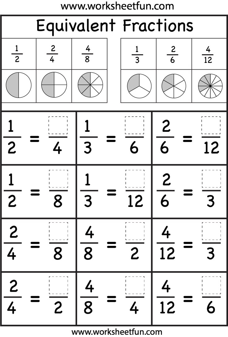 equivalent fractions worksheets