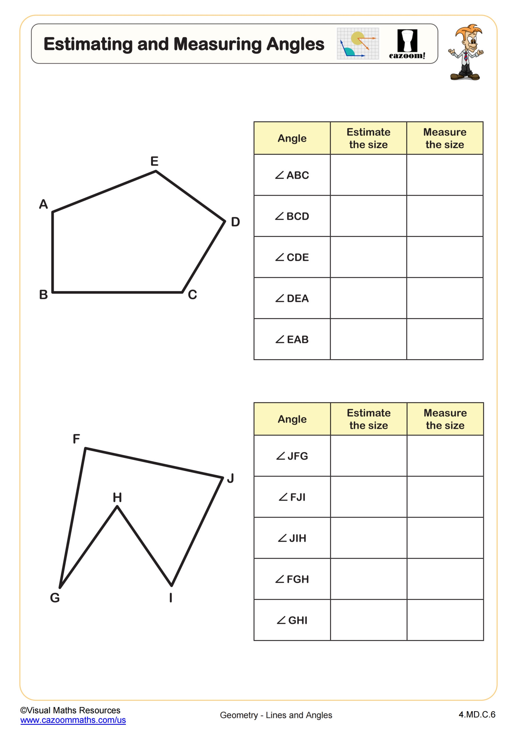 measuring angles worksheet