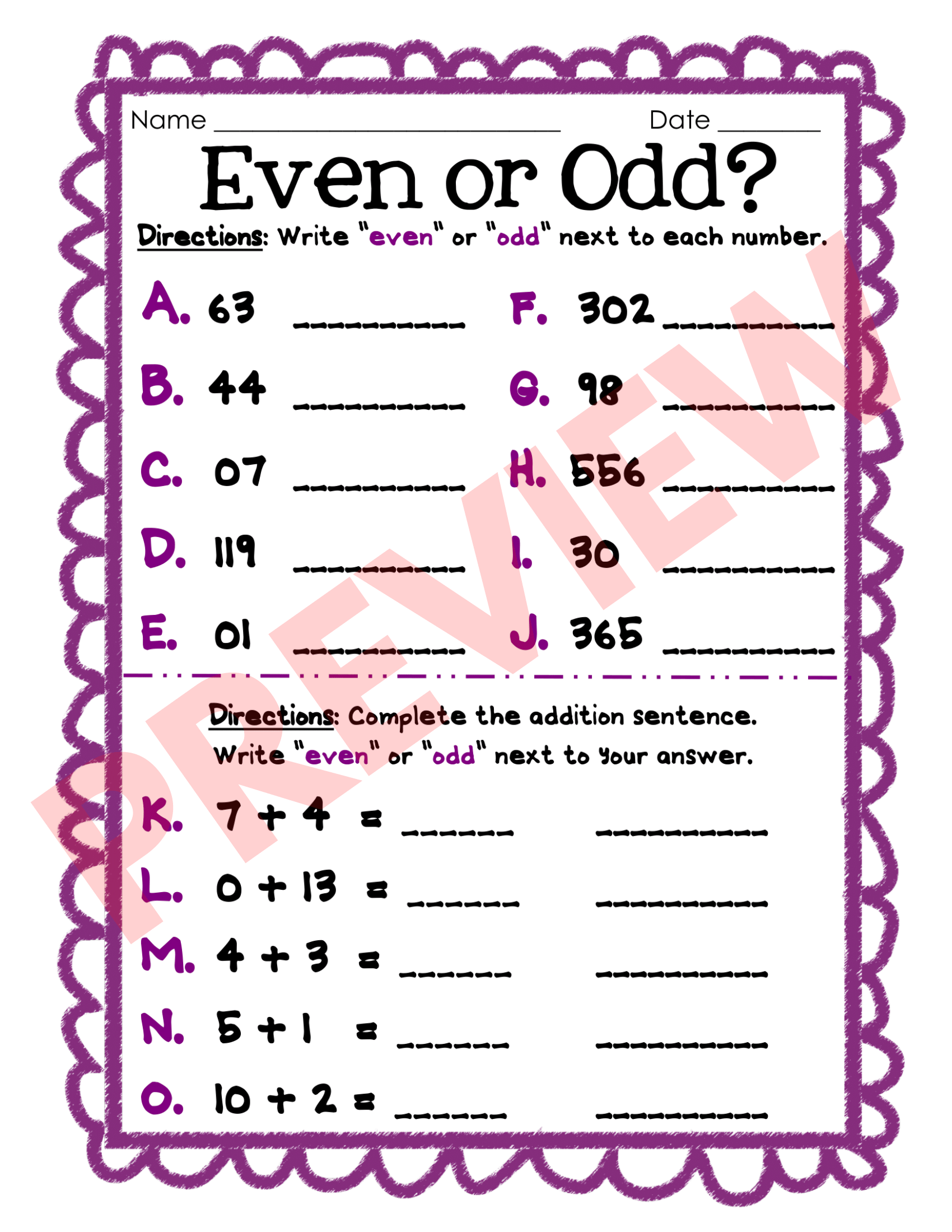 Even And Odd Number Worksheets Assessment And Activities For Kids