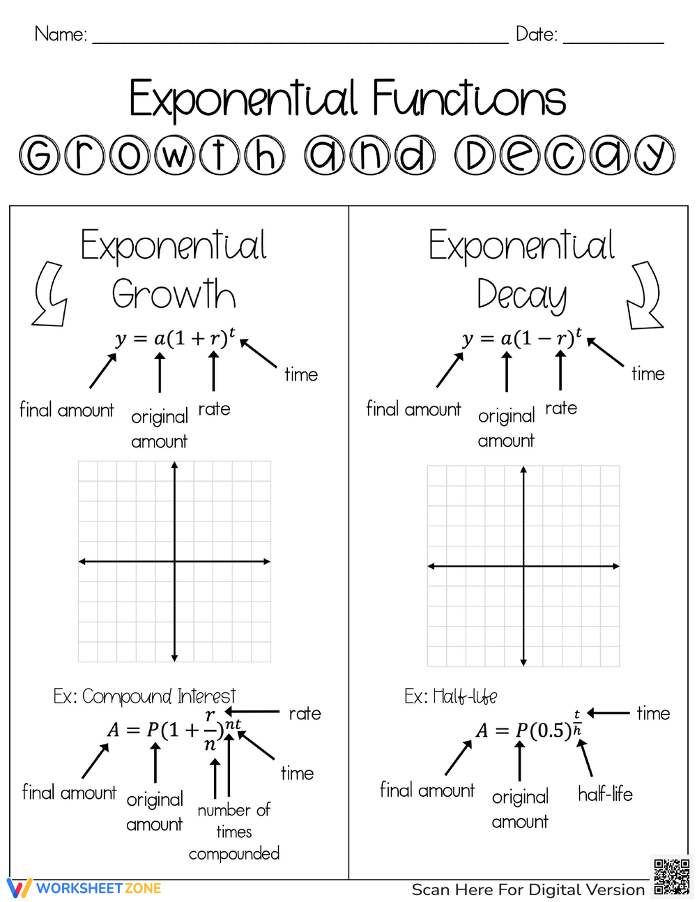 Exponential Growth And Decay Worksheets