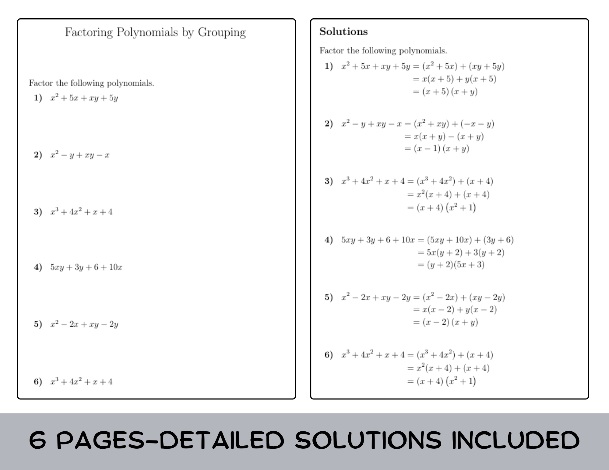factoring by grouping worksheet