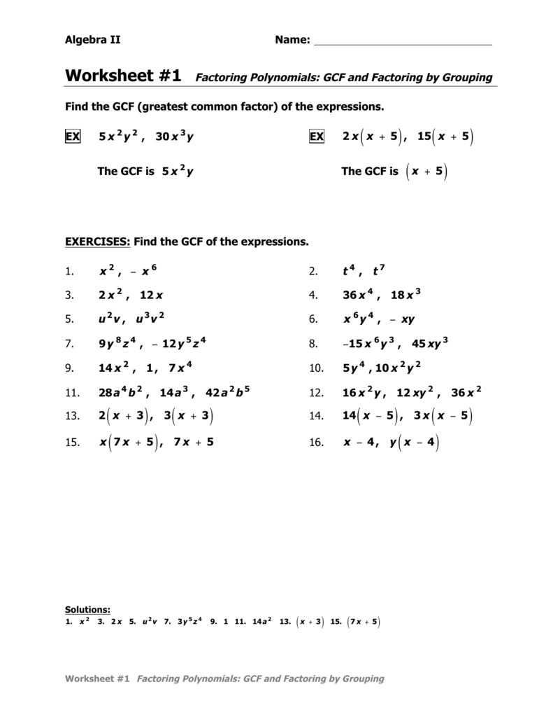 factorisation by grouping worksheet