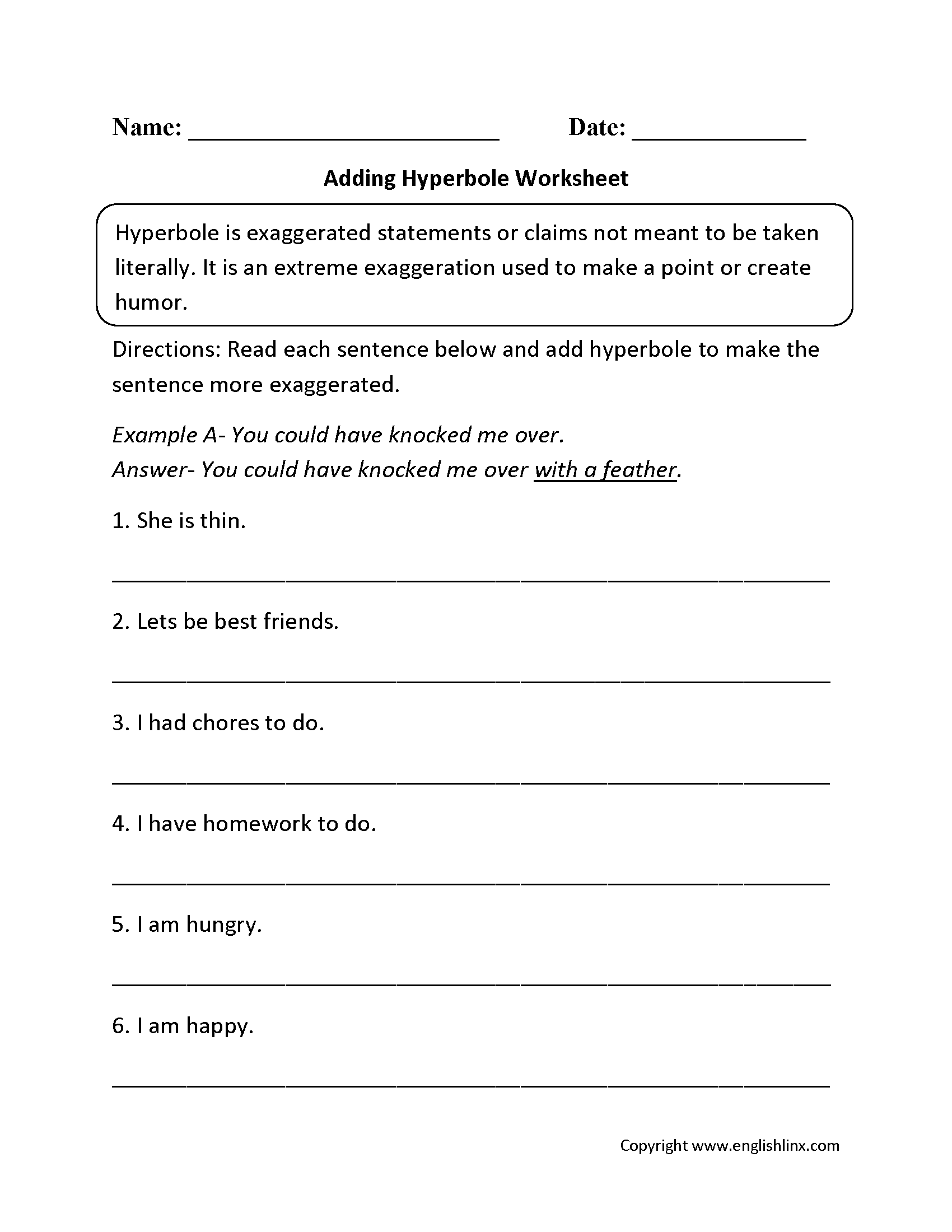 Figurative Language Worksheets Definitions Examples Practice Activities