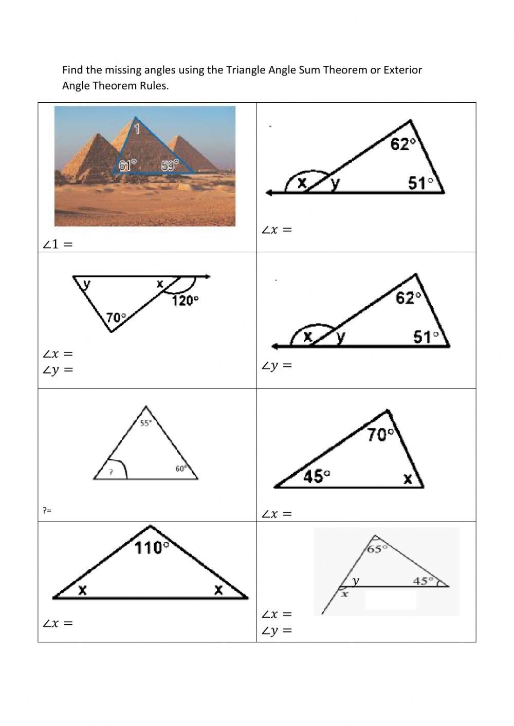 Finding Missing Measures Using The Triangle Sum Theorem And Worksheets Library Finding Missing Measures Using The Triangle Sum Theorem And Worksheets Library