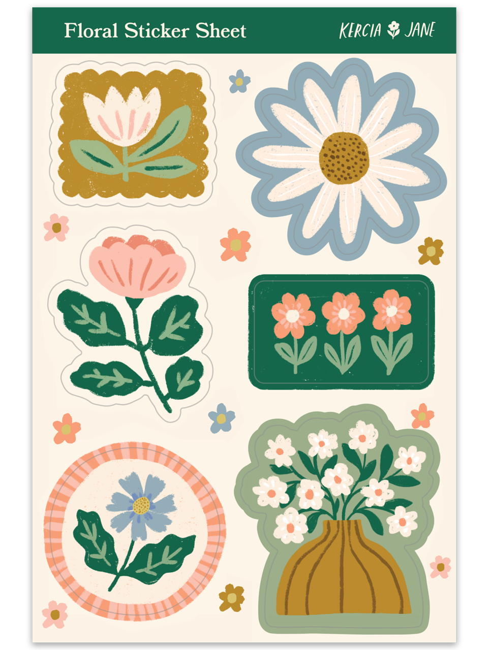 Floral Sticker Sheet Kercia Jane Design Floral Sticker Sheet Kercia Jane Design