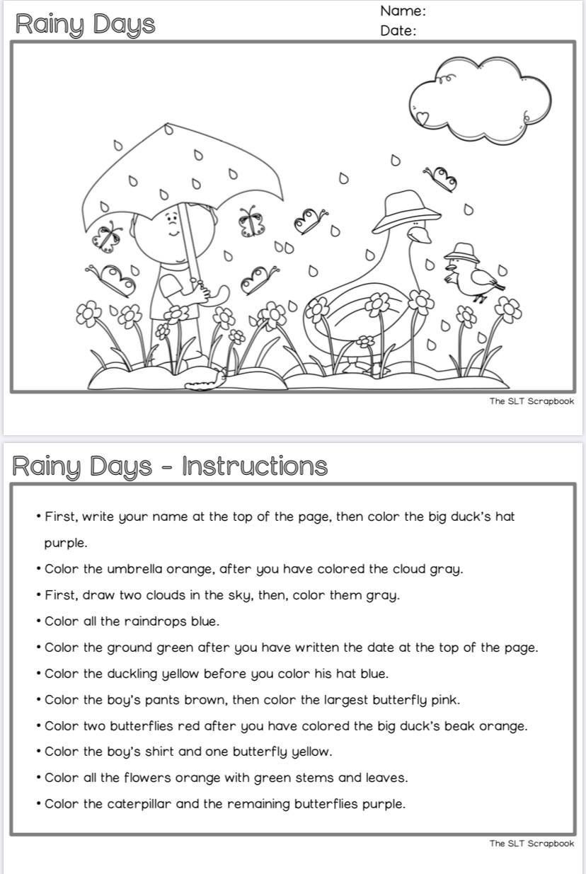 follow directions worksheet
