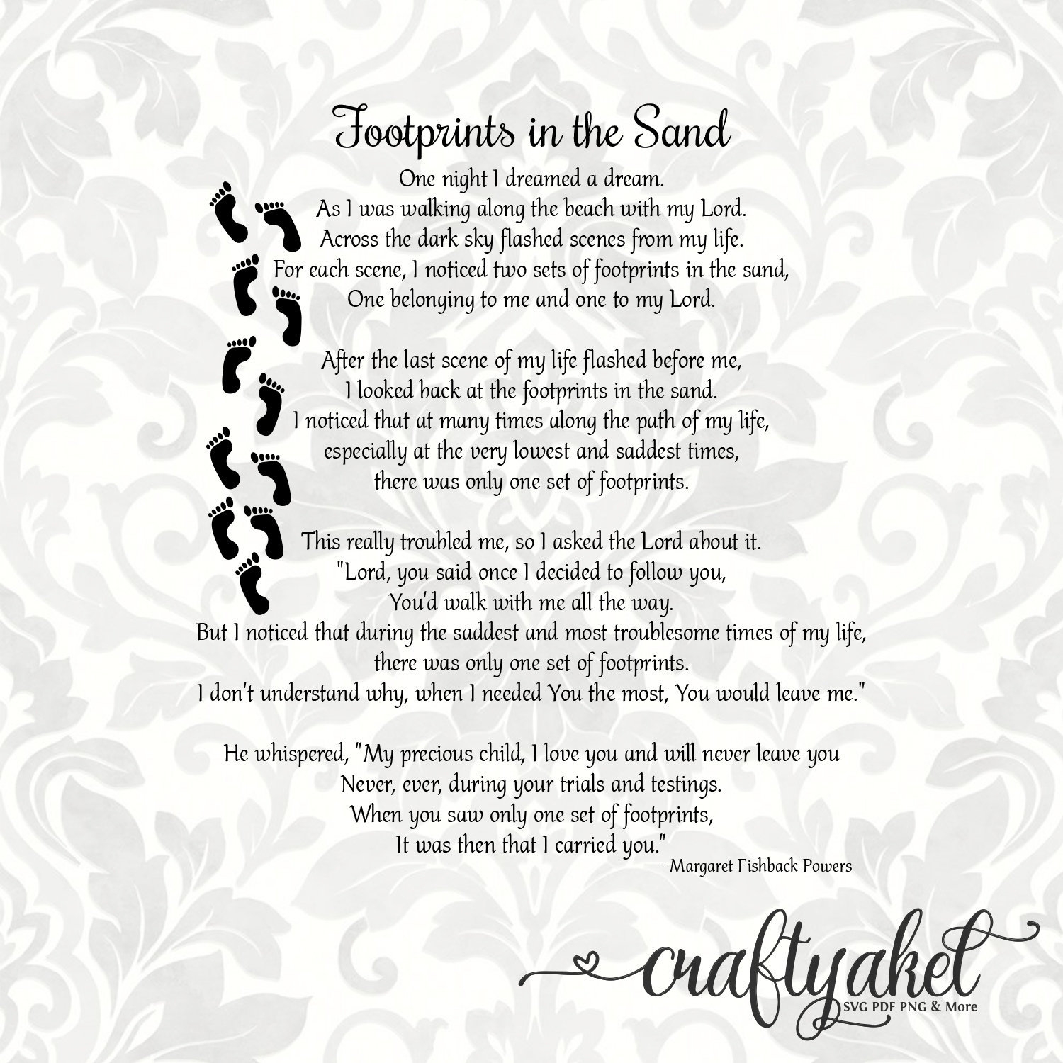 Footprints In The Sand Poem SVG PDF PNG Digital File Vector Graphic Etsy