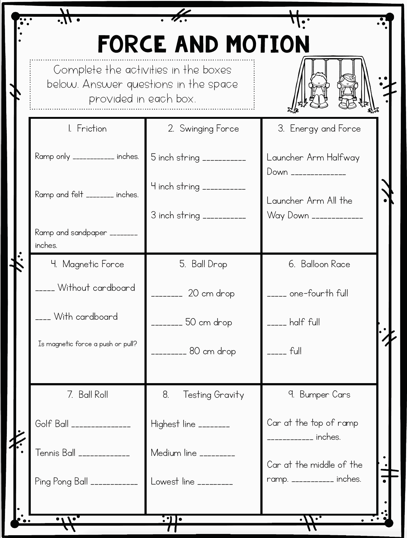 Force And Motion Worksheets Stations Ashleighs Education Journey Worksheets Library