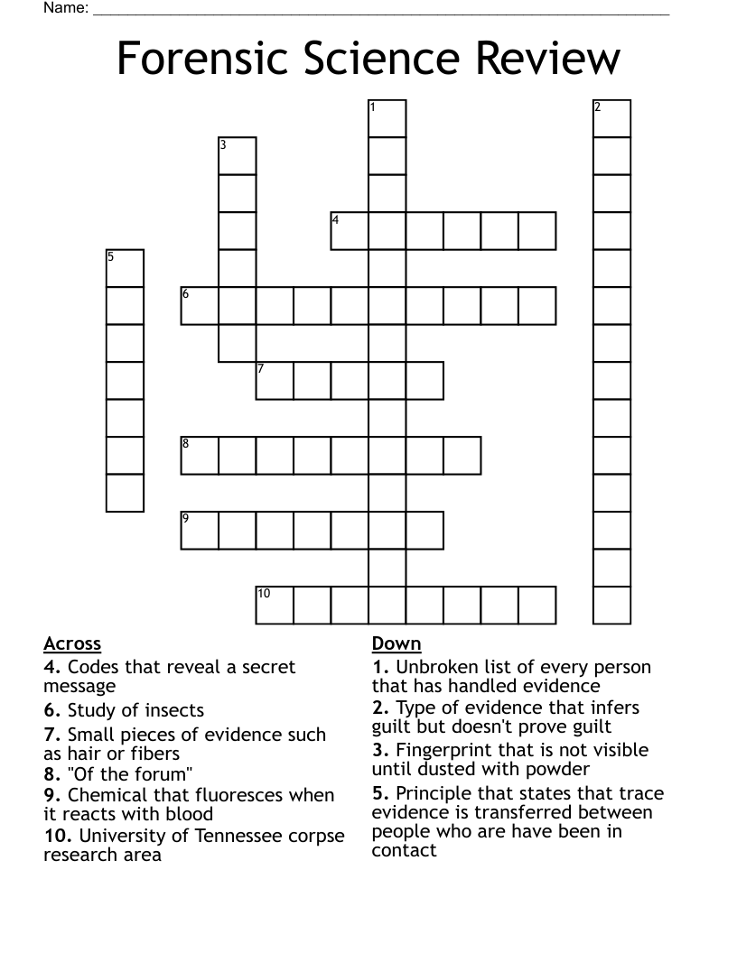 Forensic Science Review Crossword WordMint