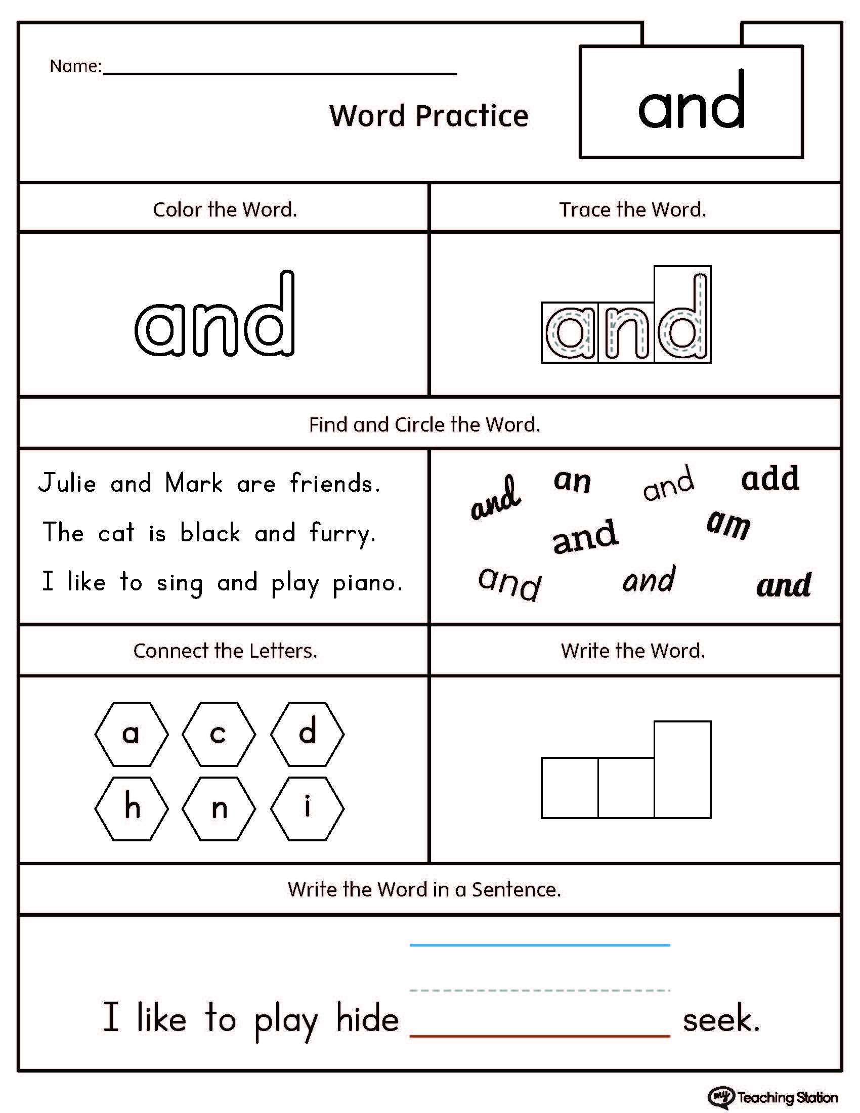 FREE High Frequency Word AND Printable Worksheet MyTeachingStation
