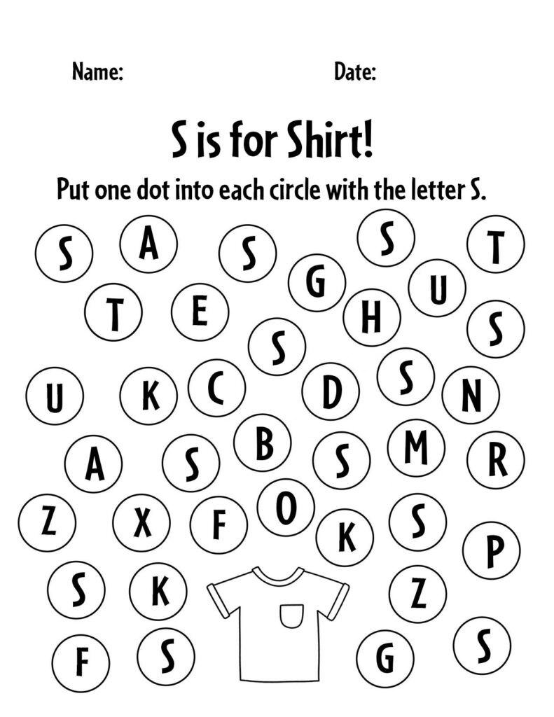 letter s preschool worksheets