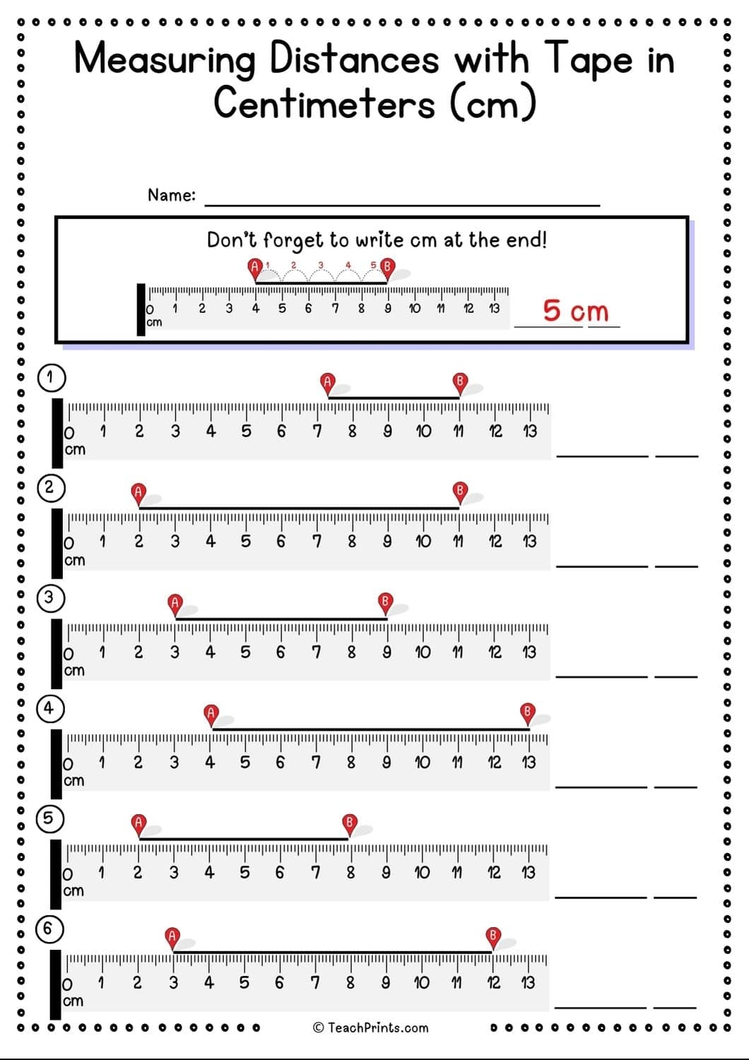 Free Measuring Tape Worksheets Teach Prints
