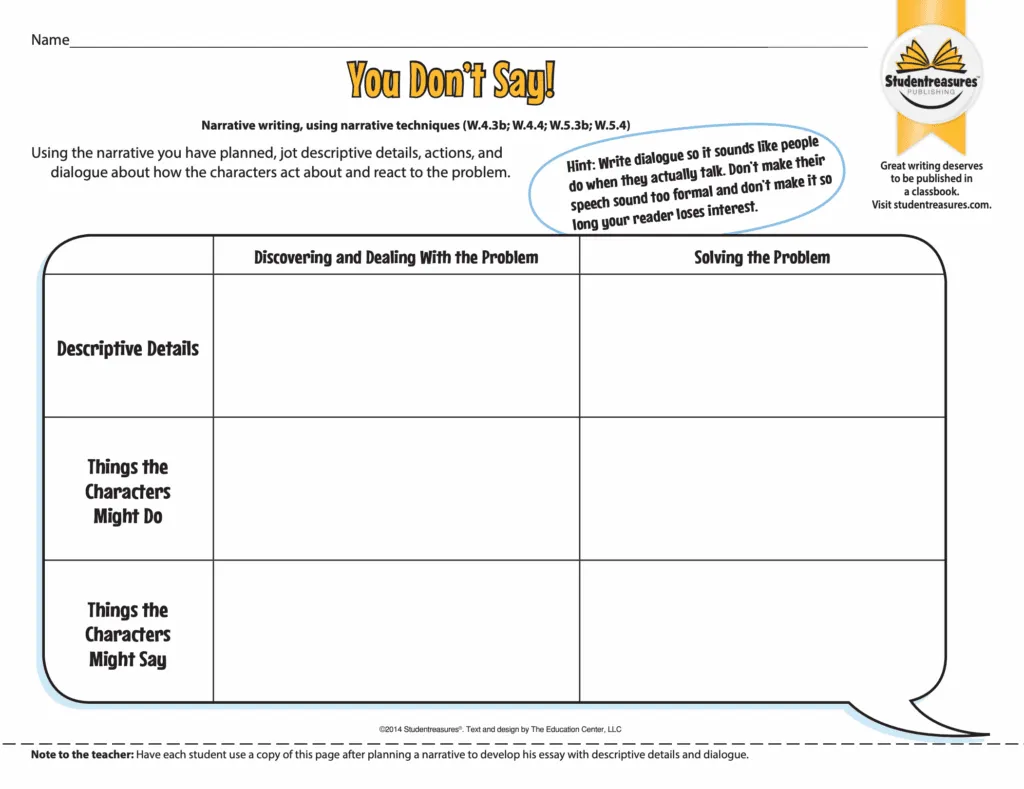 Free Printable 4th Grade Writing Worksheets Studentreasures
