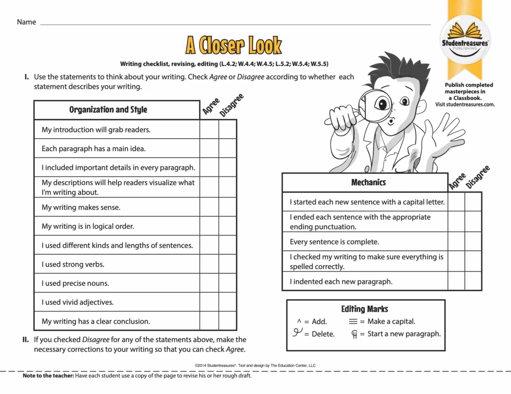 Free Printable 4th Grade Writing Worksheets Studentreasures