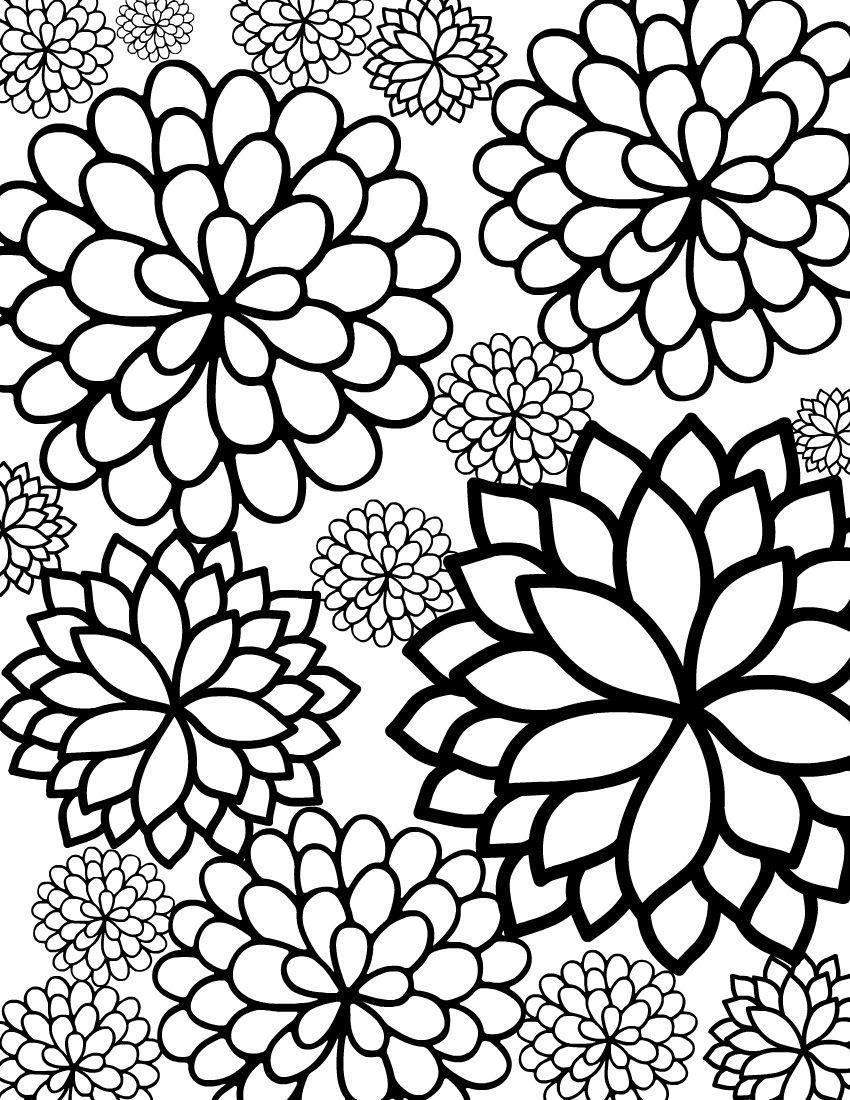 Free Printable Bursting Blossoms Flower Coloring Page Free Printable Bursting Blossoms Flower Coloring Page