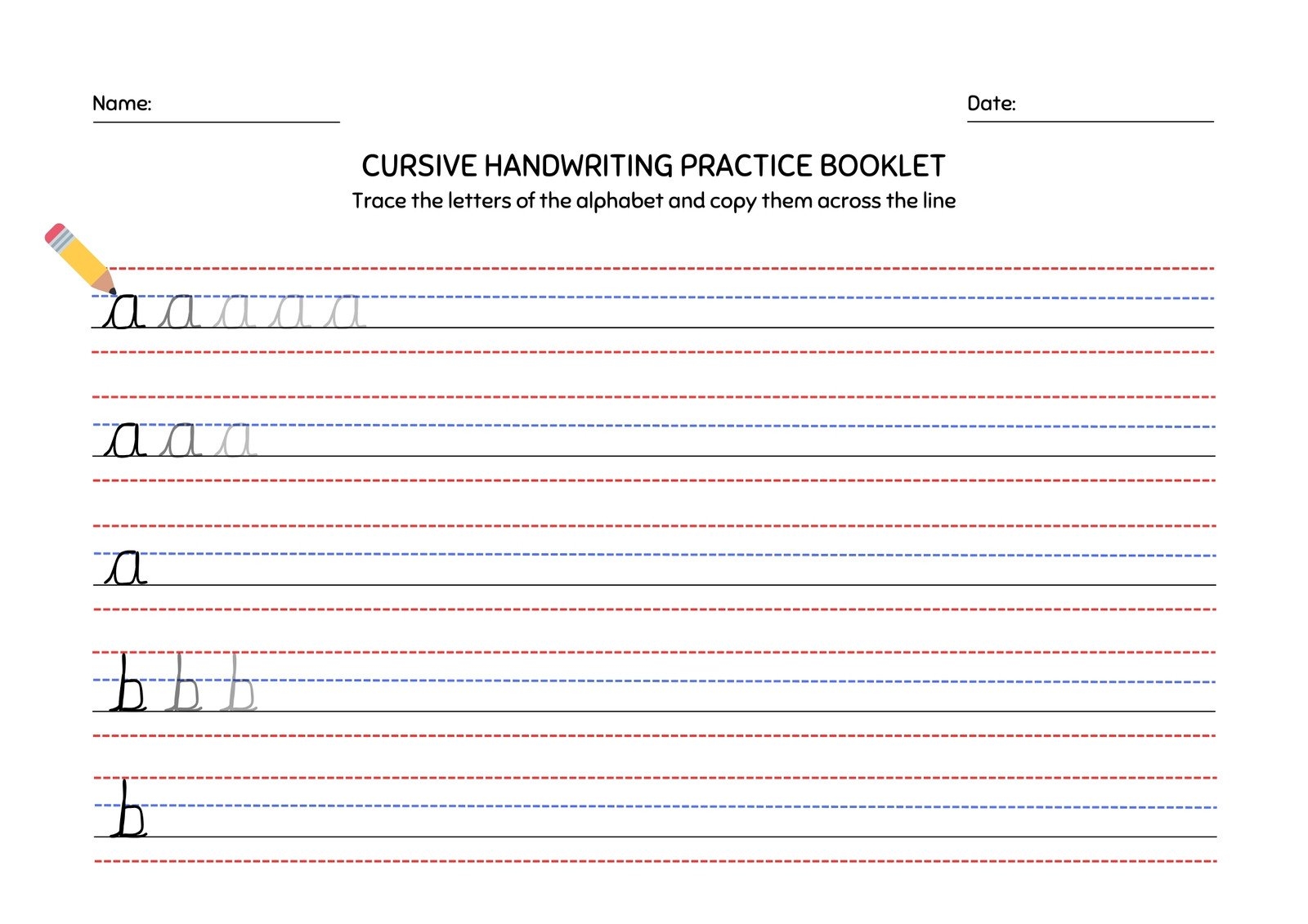 Free Printable Cursive Writing Worksheet Templates Canva