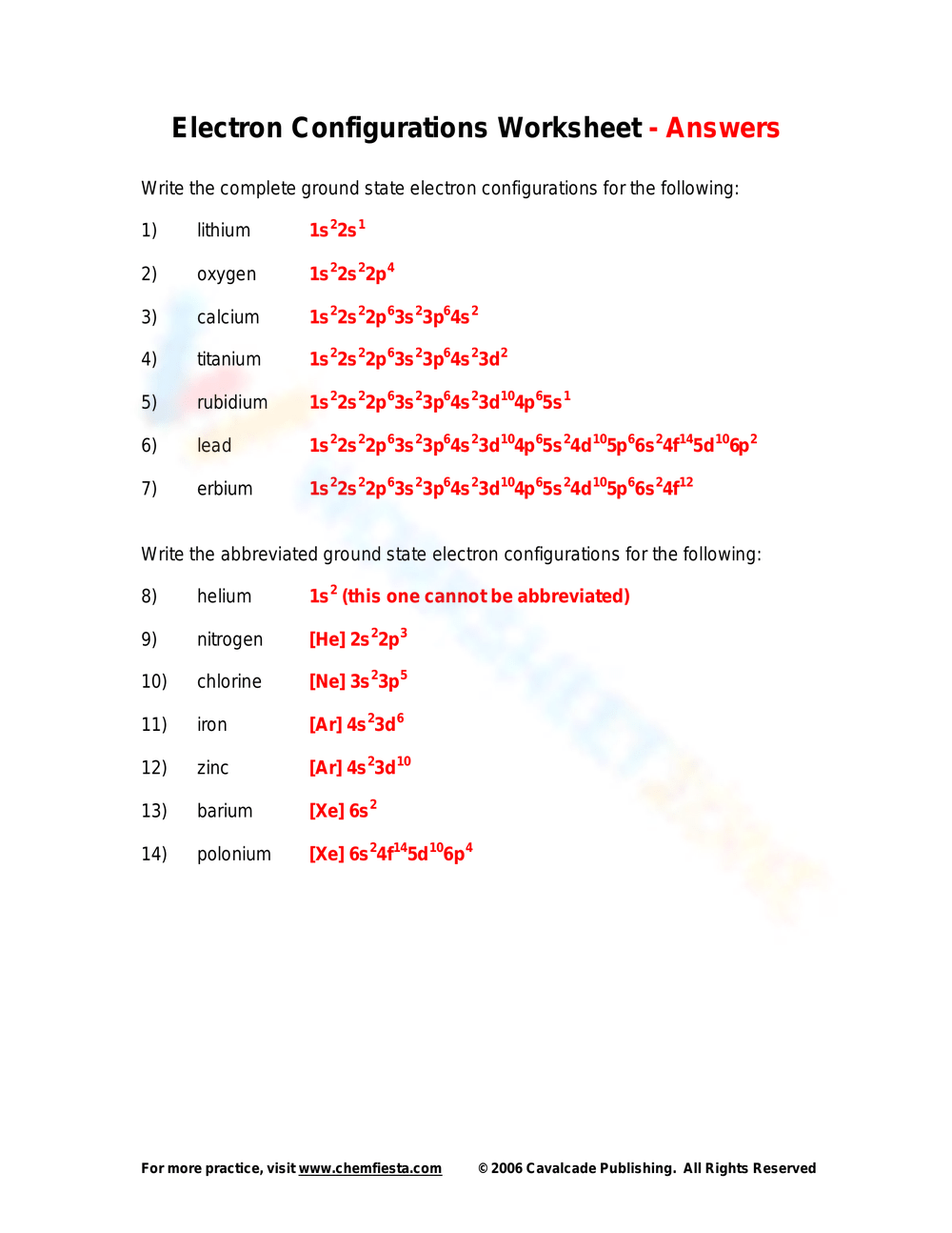 Free Printable Electron Configuration Practice Worksheets Worksheets Library