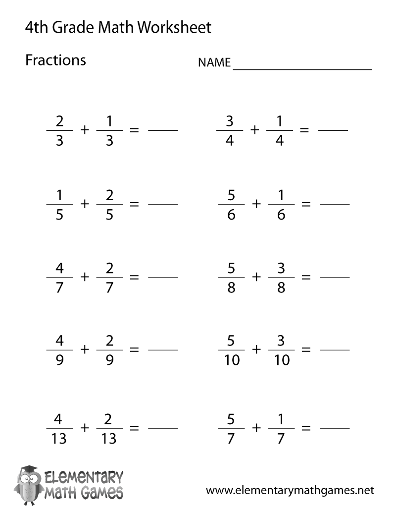 worksheet for fourth graders