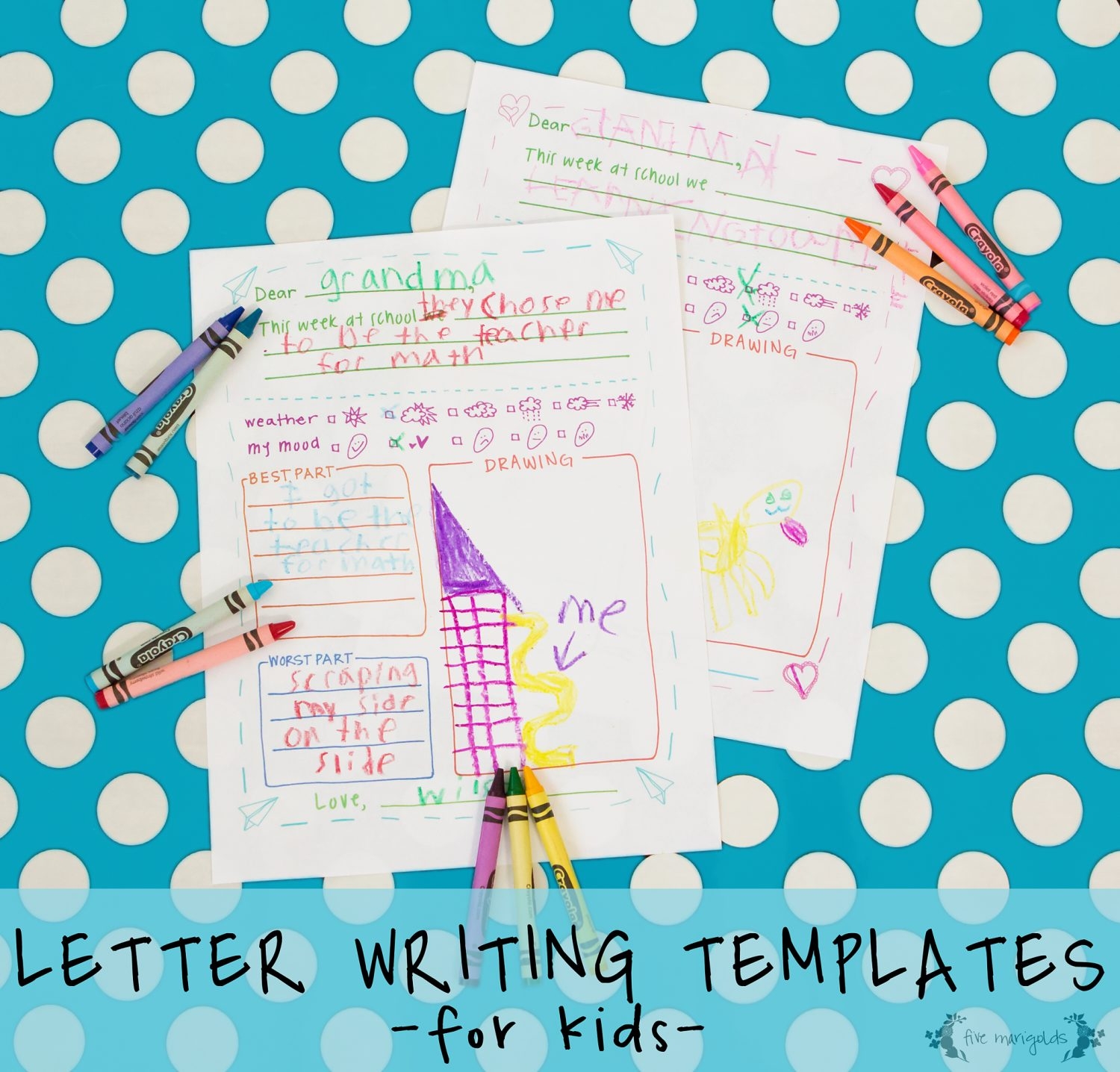 Free Printable Letter Writing Templates For Grandma Pen Pal Five Marigolds