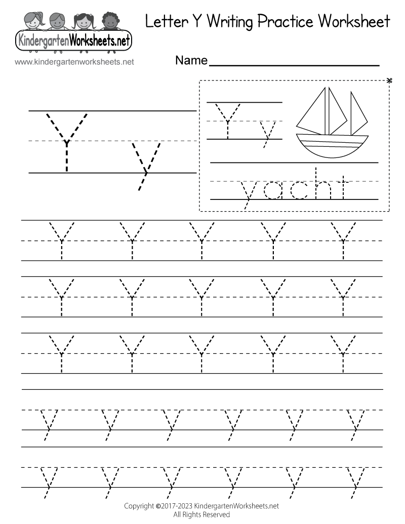 Free Printable Letter Y Writing Practice Worksheet