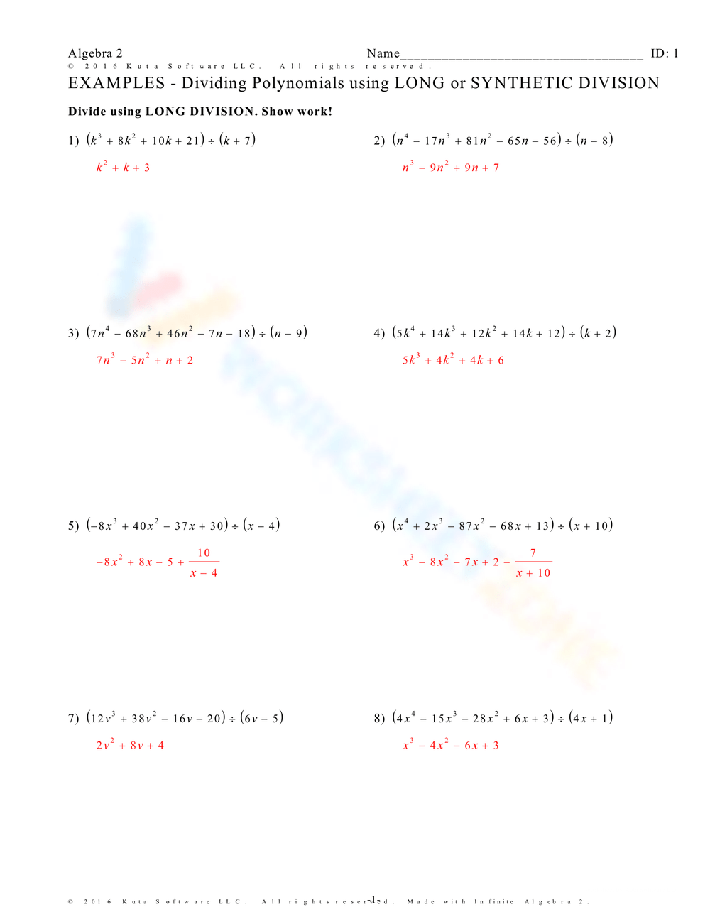 polynomial long division worksheet polynomial long division worksheet