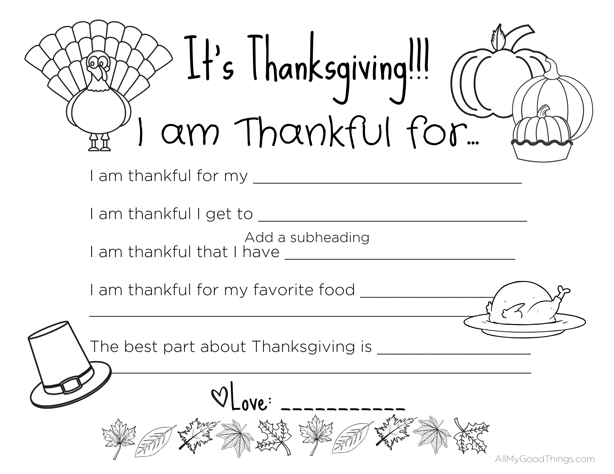 FREE Printable Thanksgiving Placemats For The Kids All My Good Things