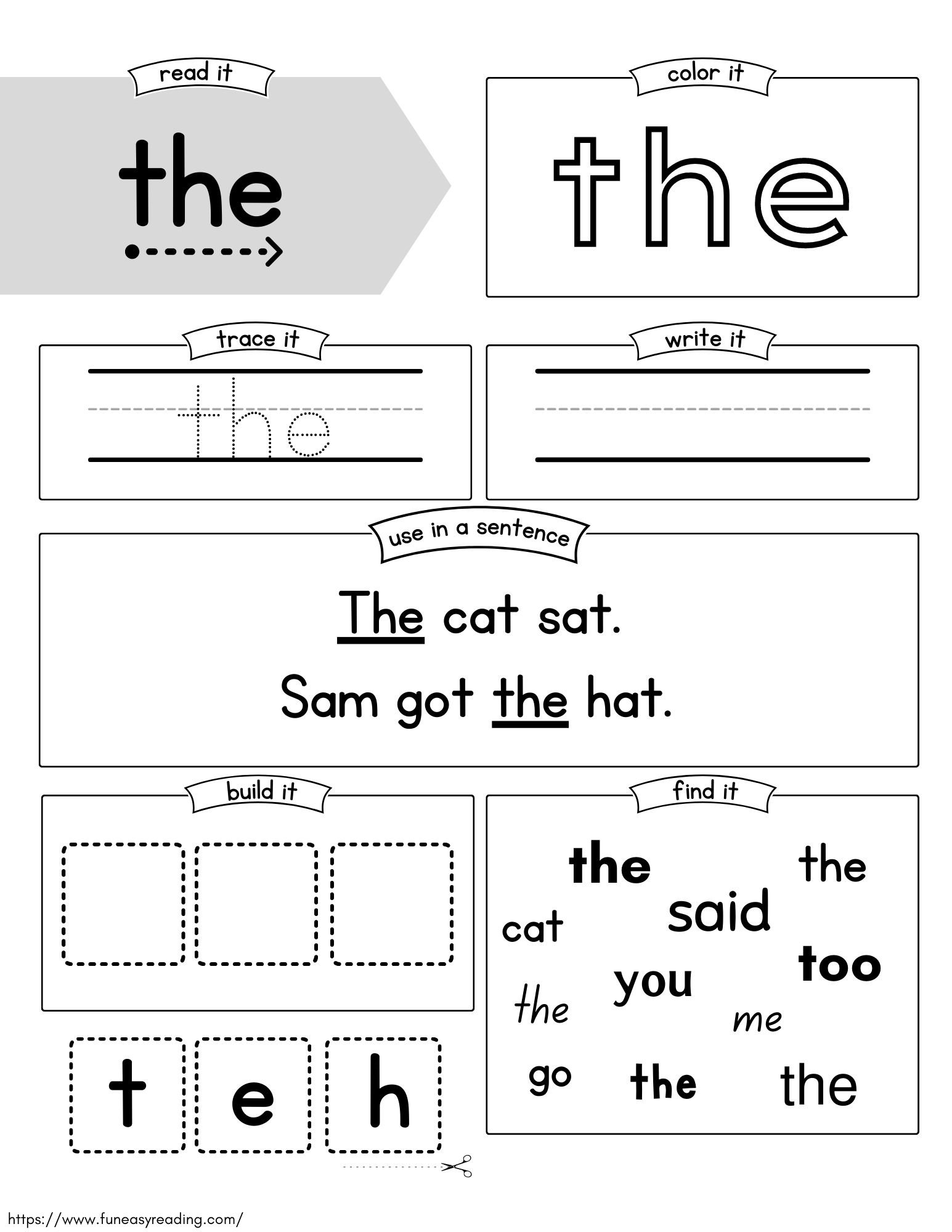 sight word the worksheet