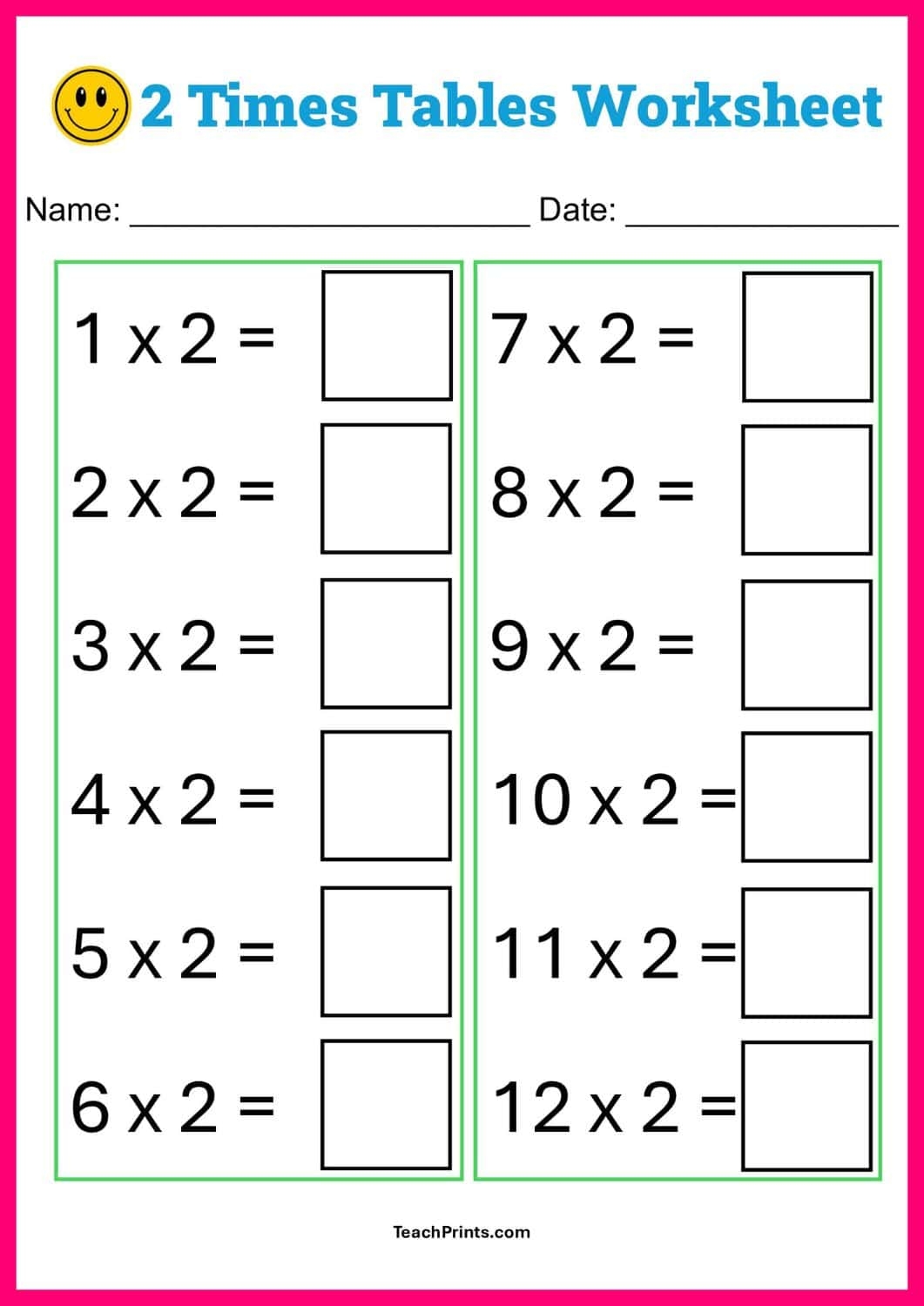 Free Two Times Tables Worksheets Teach Prints Free Two Times Tables Worksheets Teach Prints