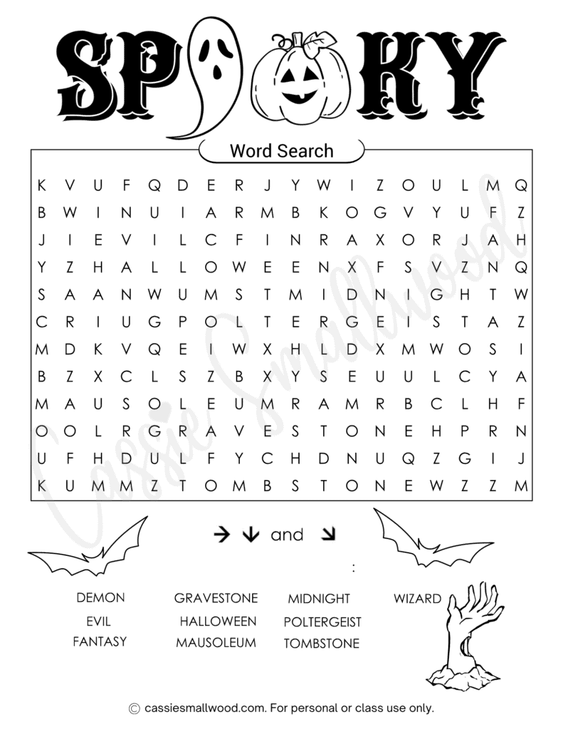 halloween word search printable