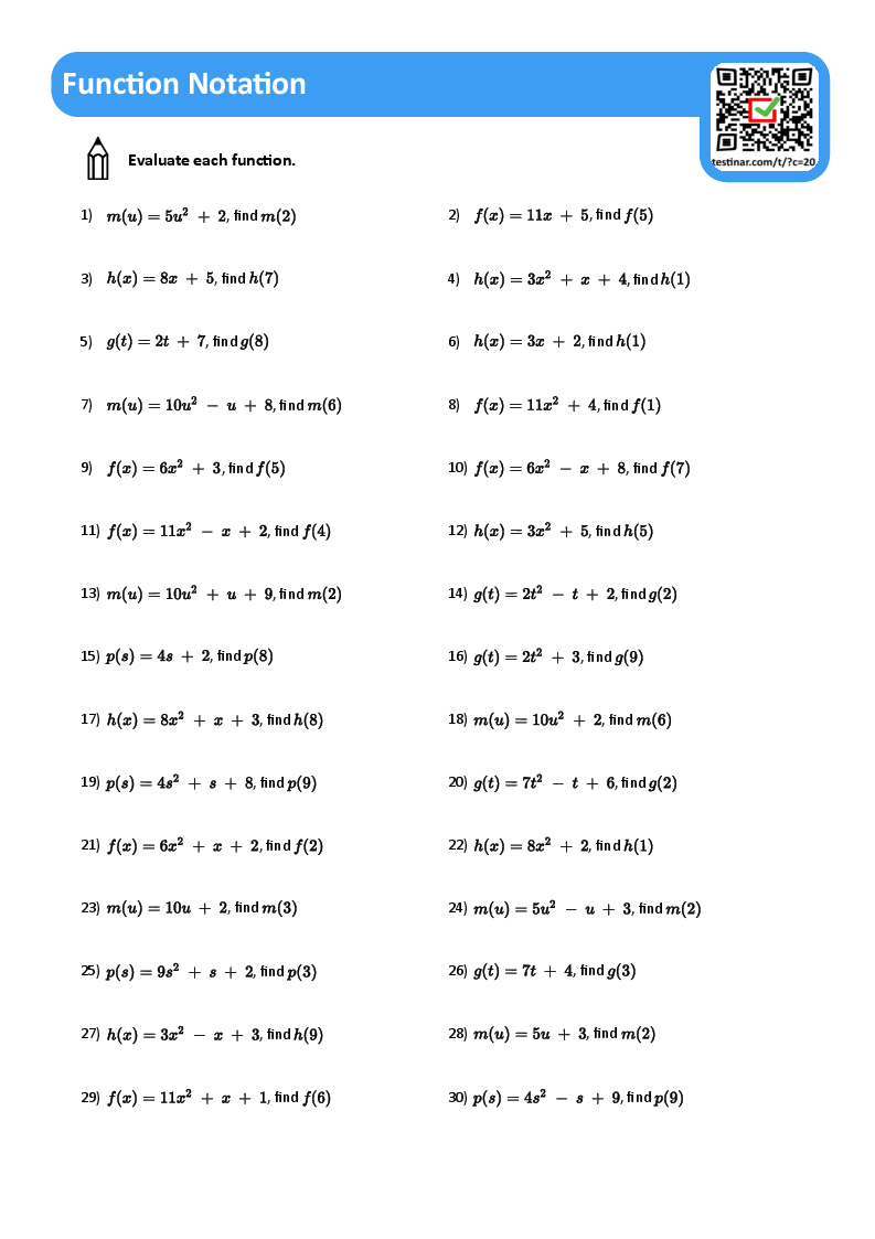 Function Notation Worksheets Function Notation Worksheets