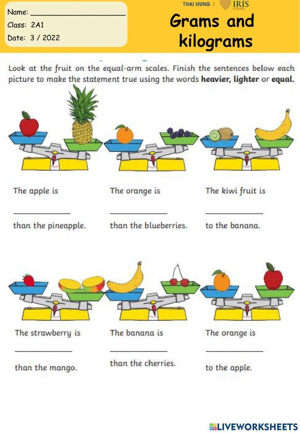 G2 Grams And Kilograms Worksheet Worksheets Library