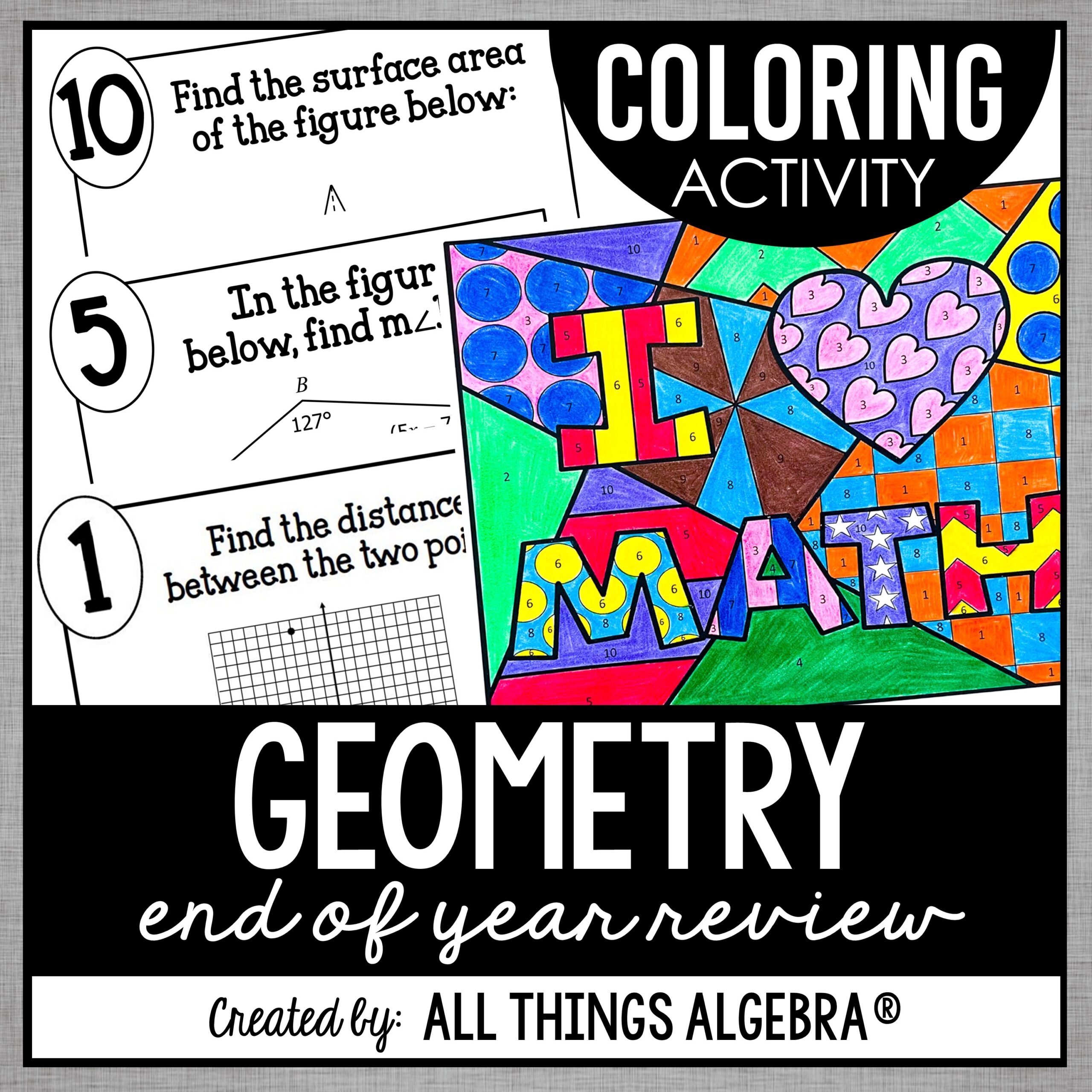 Geometry Review Stations Coloring Activity All Things Algebra 