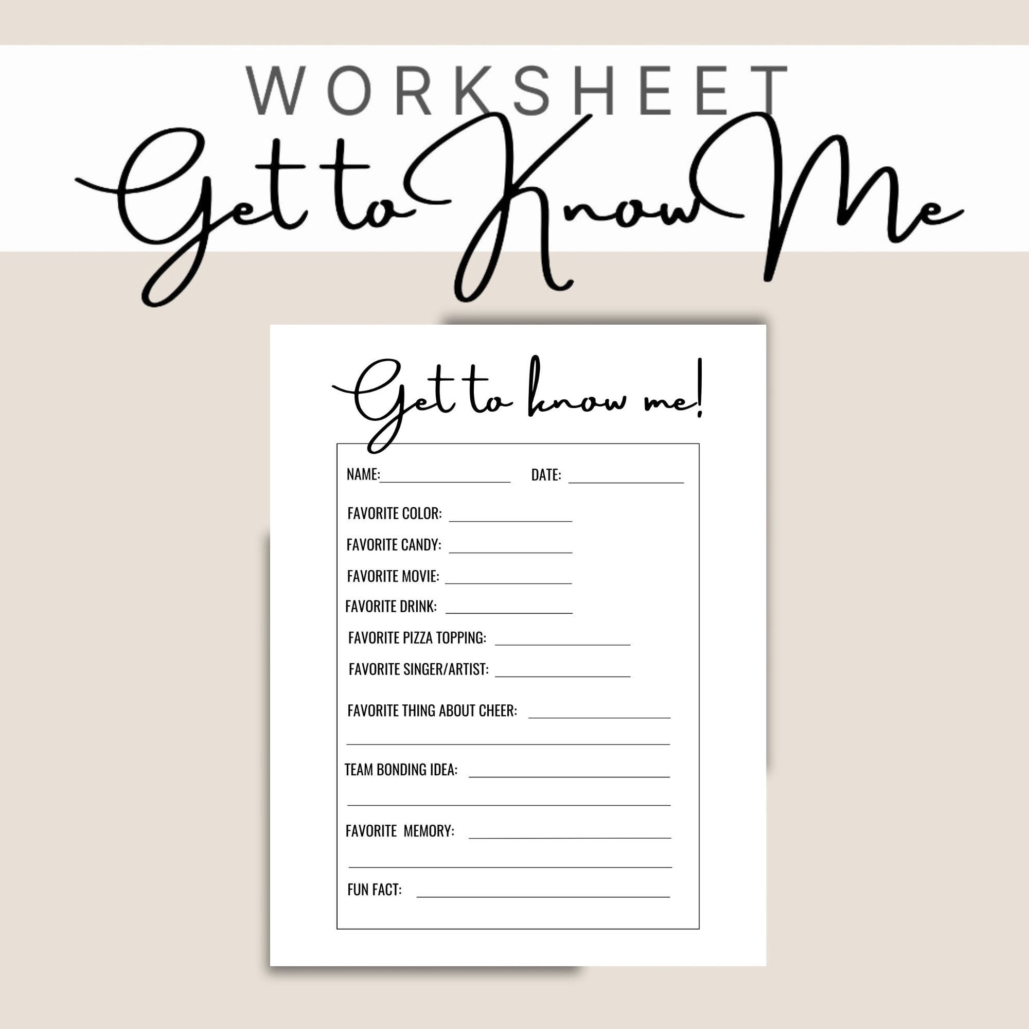Get To Know Me Worksheet Ice Breaker Printable Back to school Worksheets Team Bonding Etsy