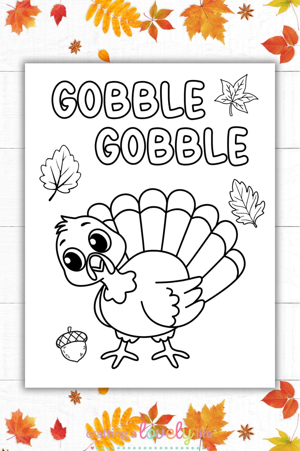Gobble Gobble Thanksgiving Coloring Page Free Printable