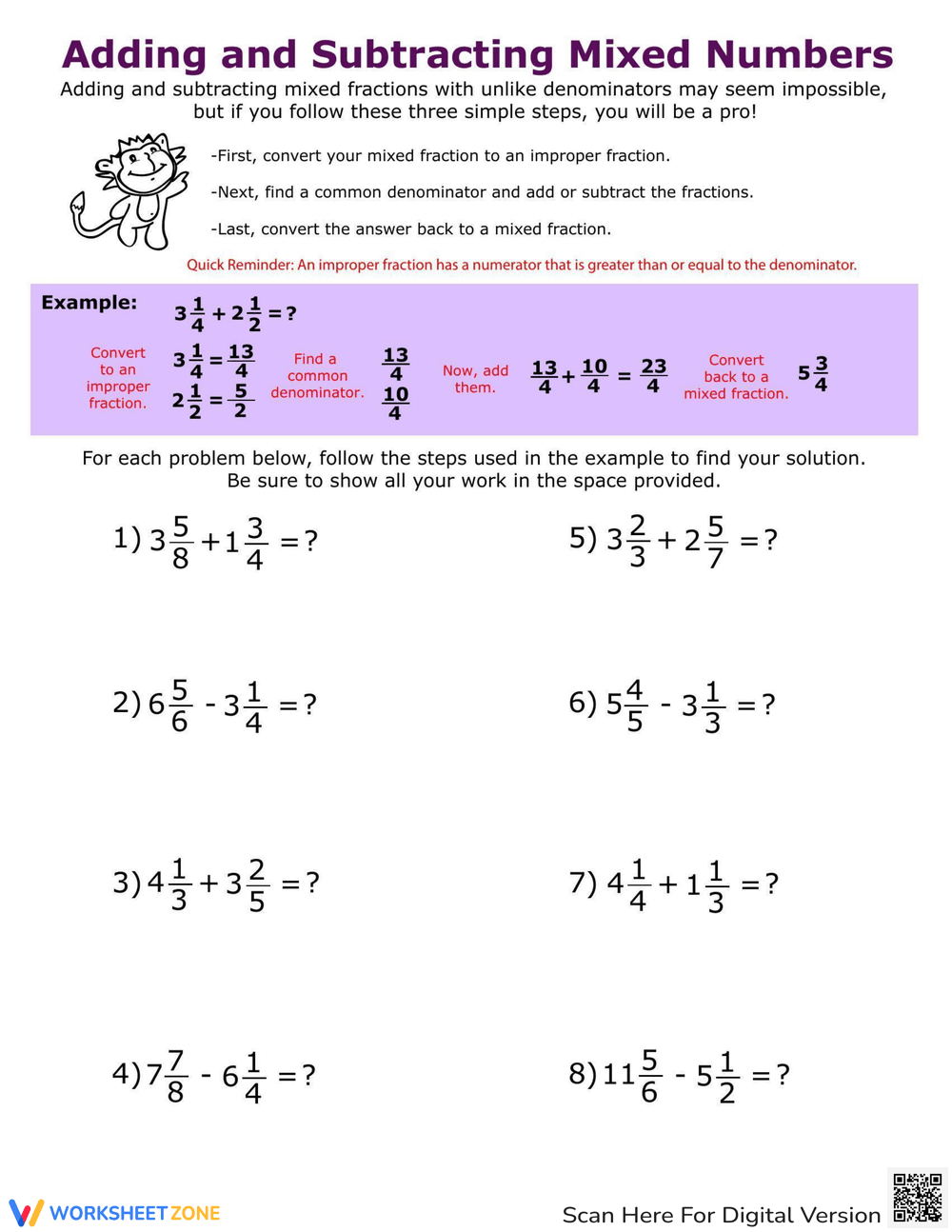 Grade 5 Adding And Subtracting Fractions Worksheets Printable