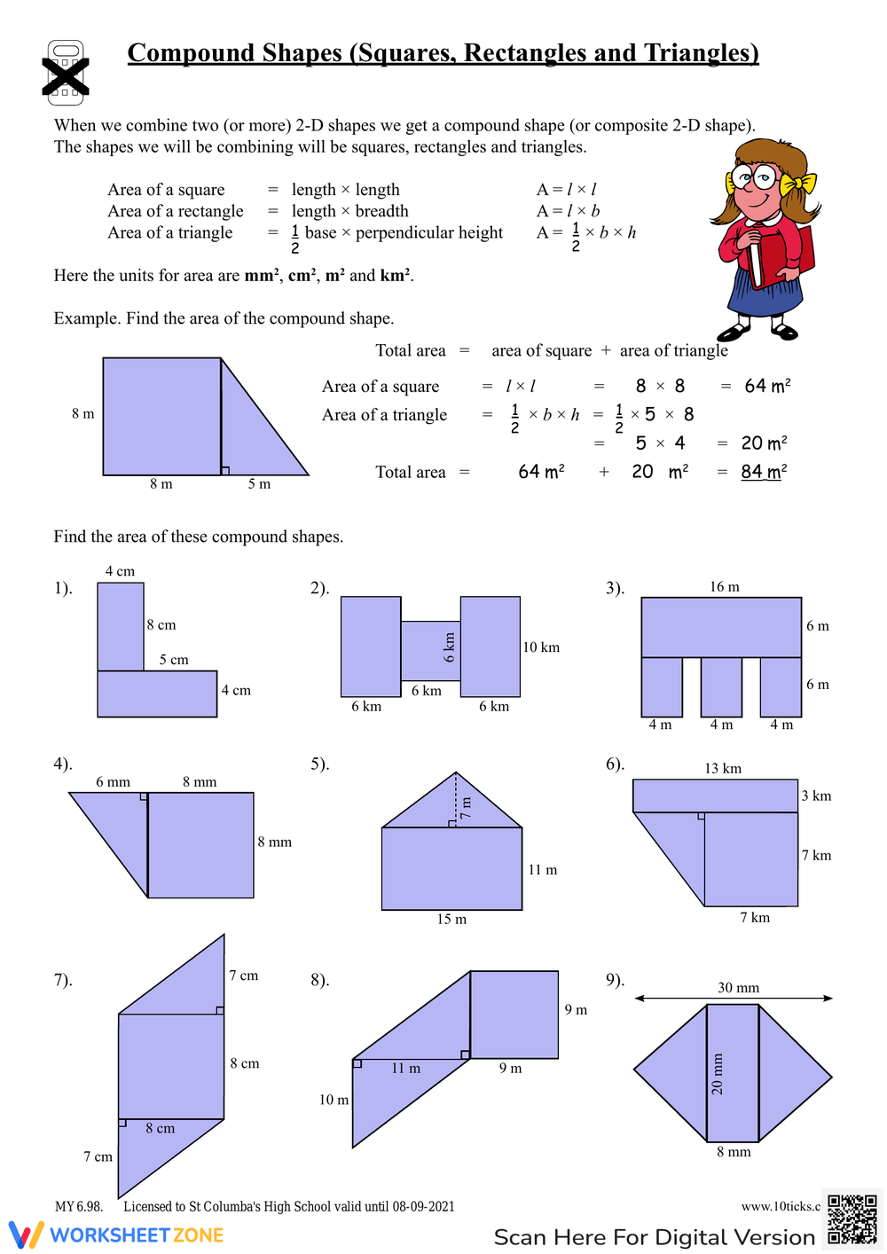area of compound figures worksheet