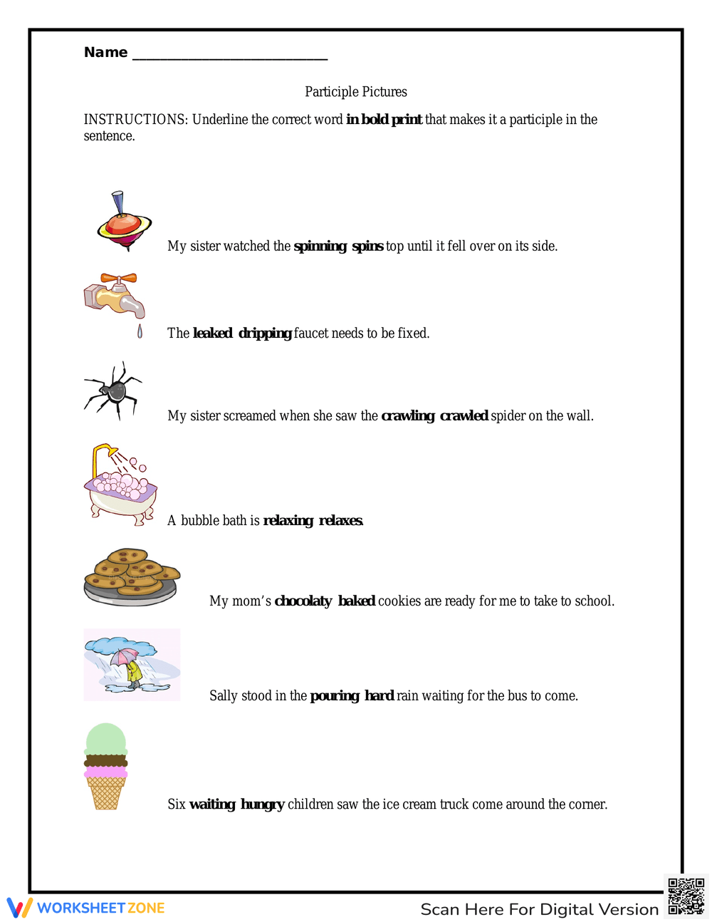 Grade 6 Participles Worksheets