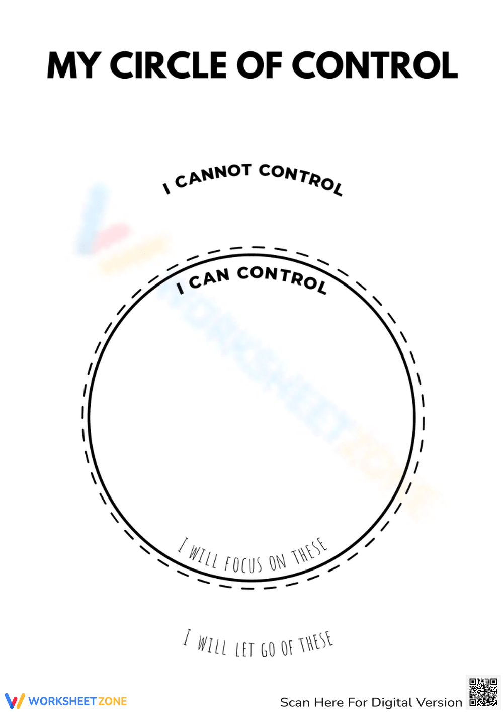 Grade 8 Circle Of Control Worksheets