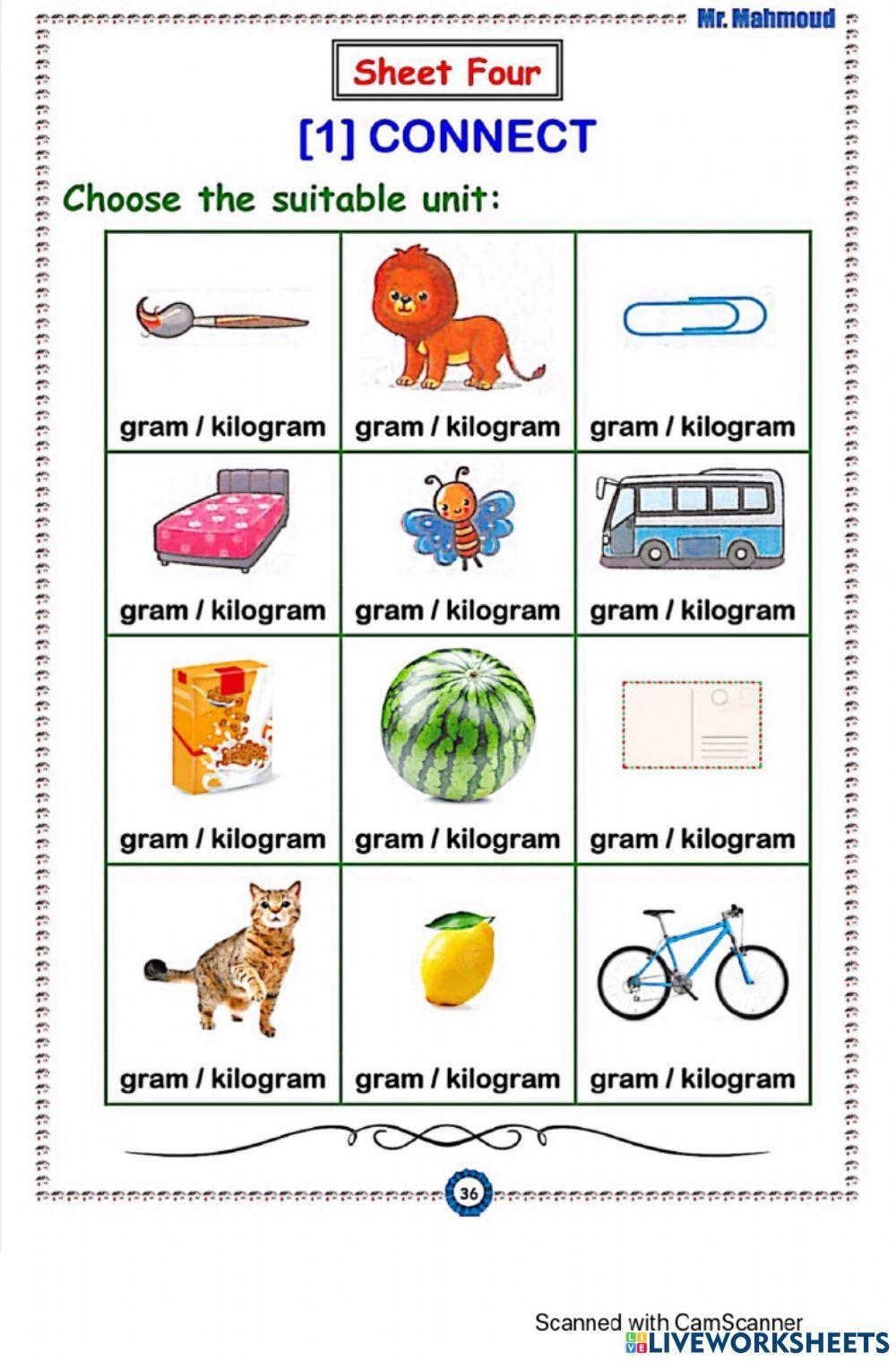 Gram And Kilogram Worksheet Worksheets Library